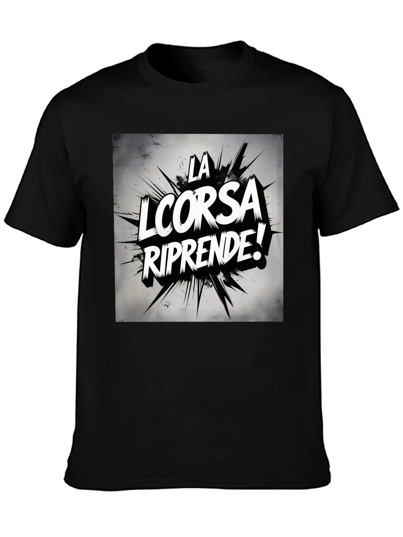 La Corsa Riprende! Graphic Black Tee