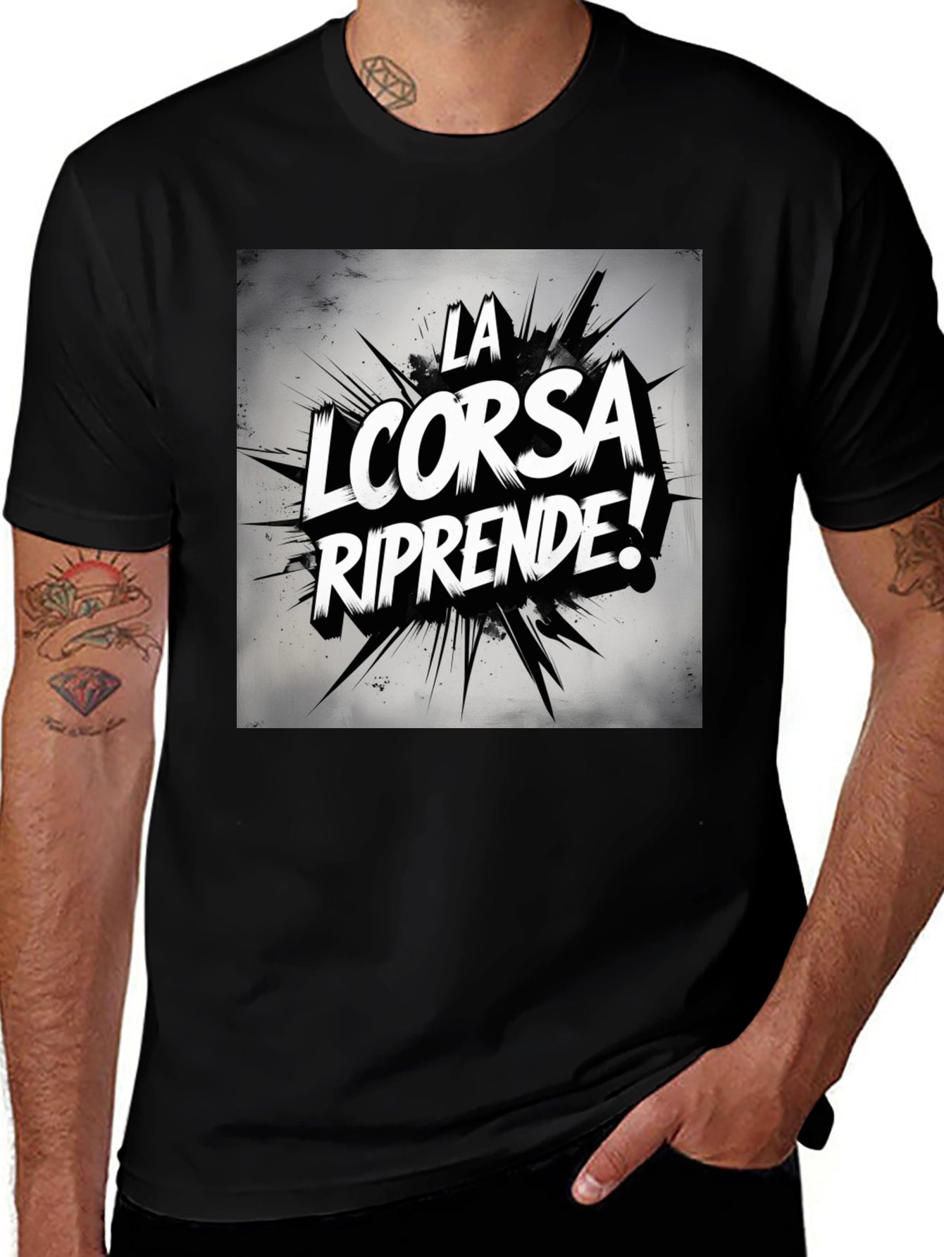 La Corsa Riprende! Graphic Black Tee