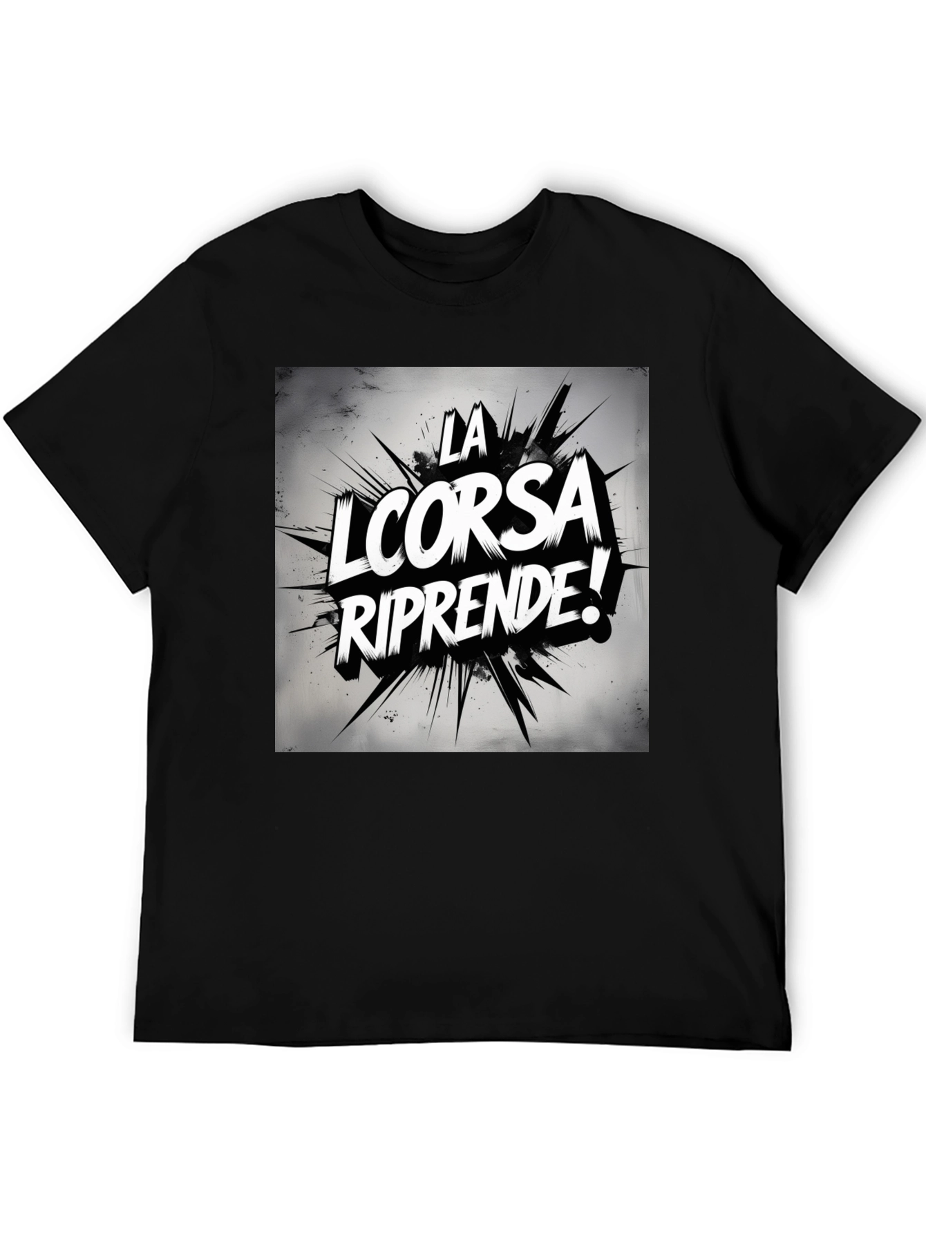La Corsa Riprende! Graphic Black Tee