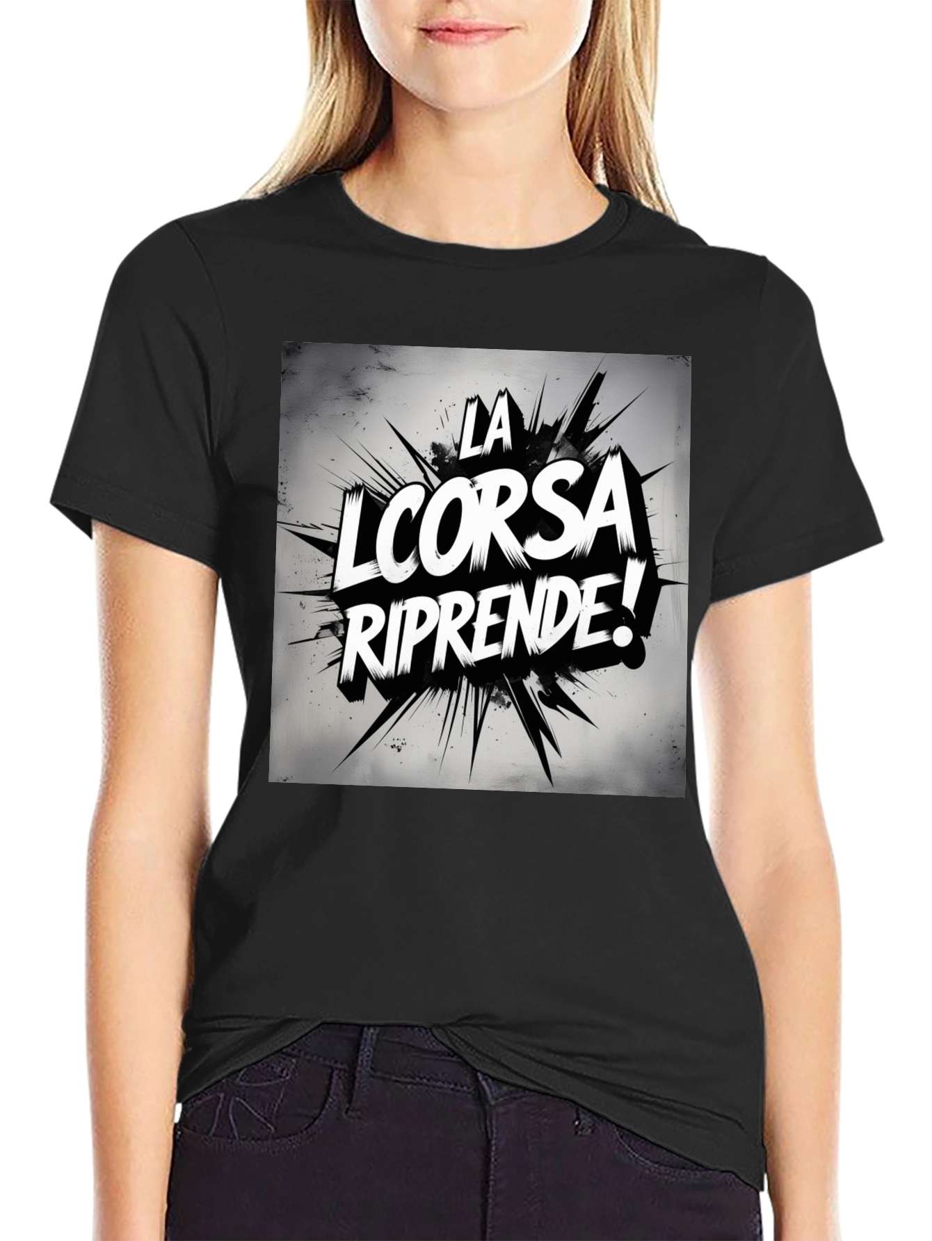 La Corsa Riprende! Graphic Black Tee