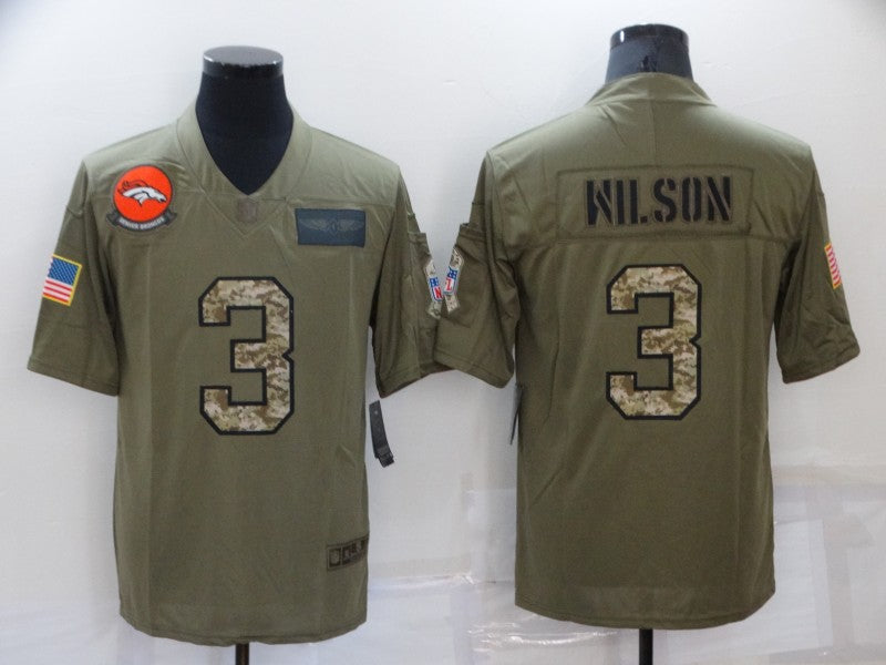 Men's Denver Broncos Russell Wilson #3 Brown Game Player Jerseys