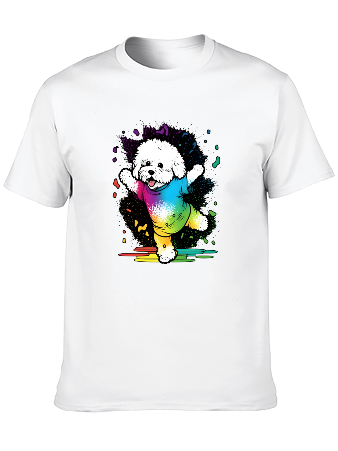 Rainbow Dog T-Shirt Cotton Blend Casual Wear