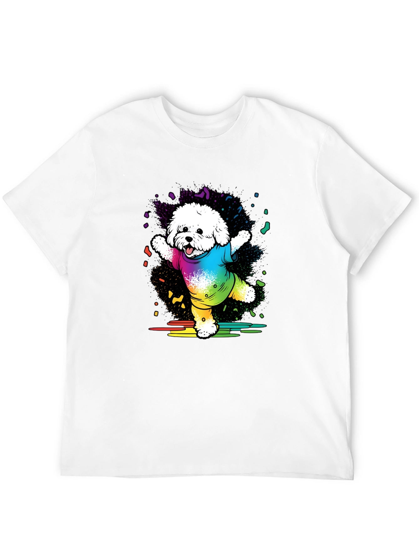 Rainbow Dog T-Shirt Cotton Blend Casual Wear