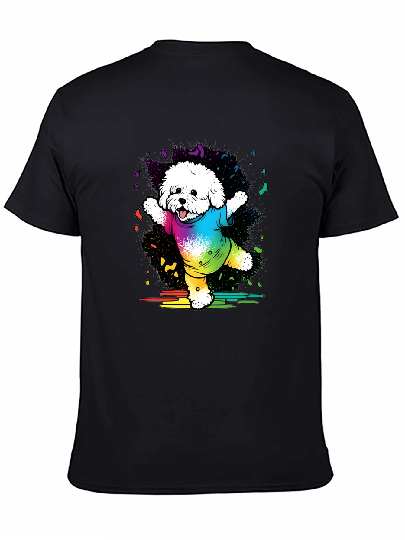 Rainbow Dog T-Shirt Cotton Blend Casual Wear