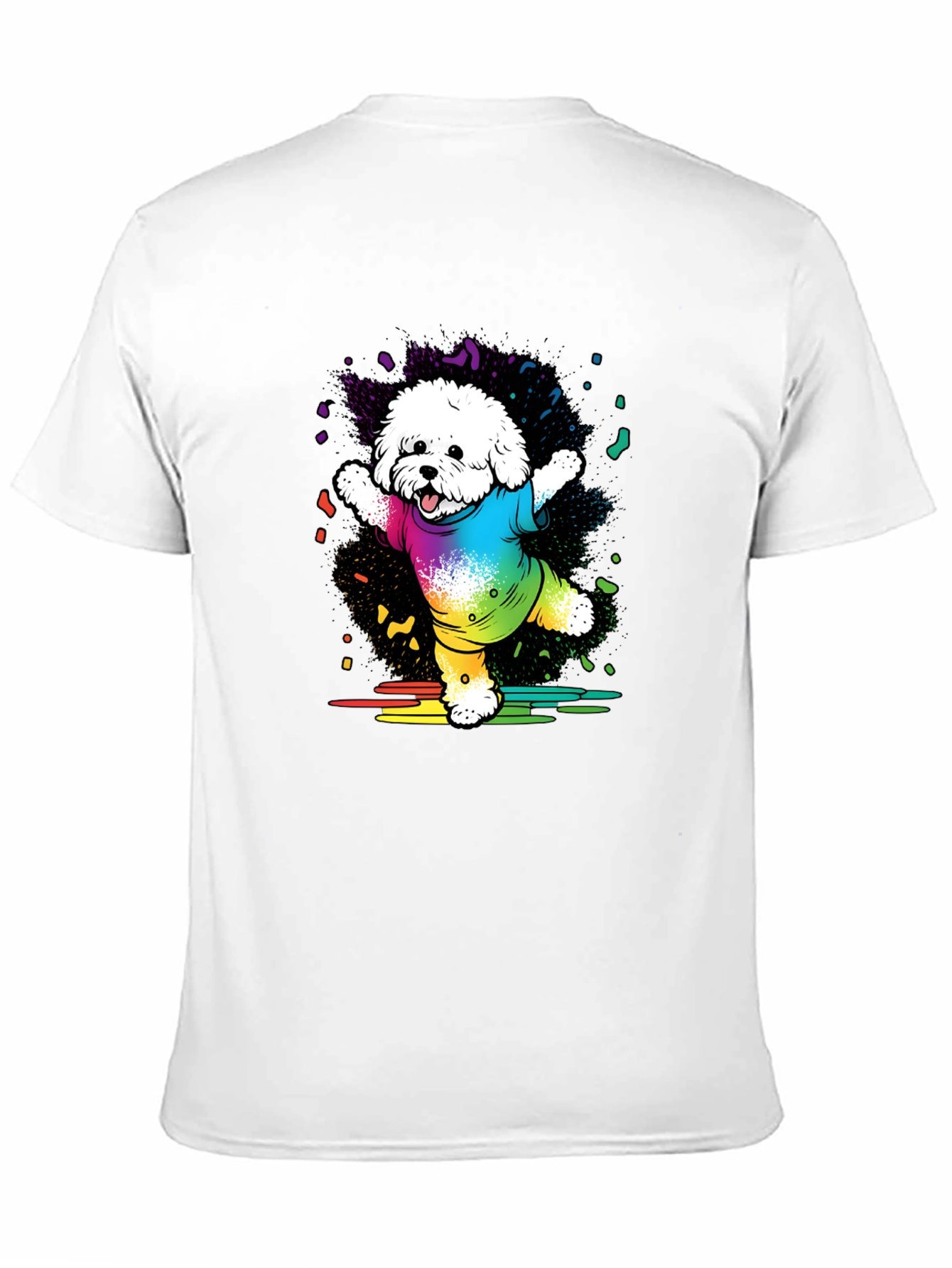 Rainbow Dog T-Shirt Cotton Blend Casual Wear