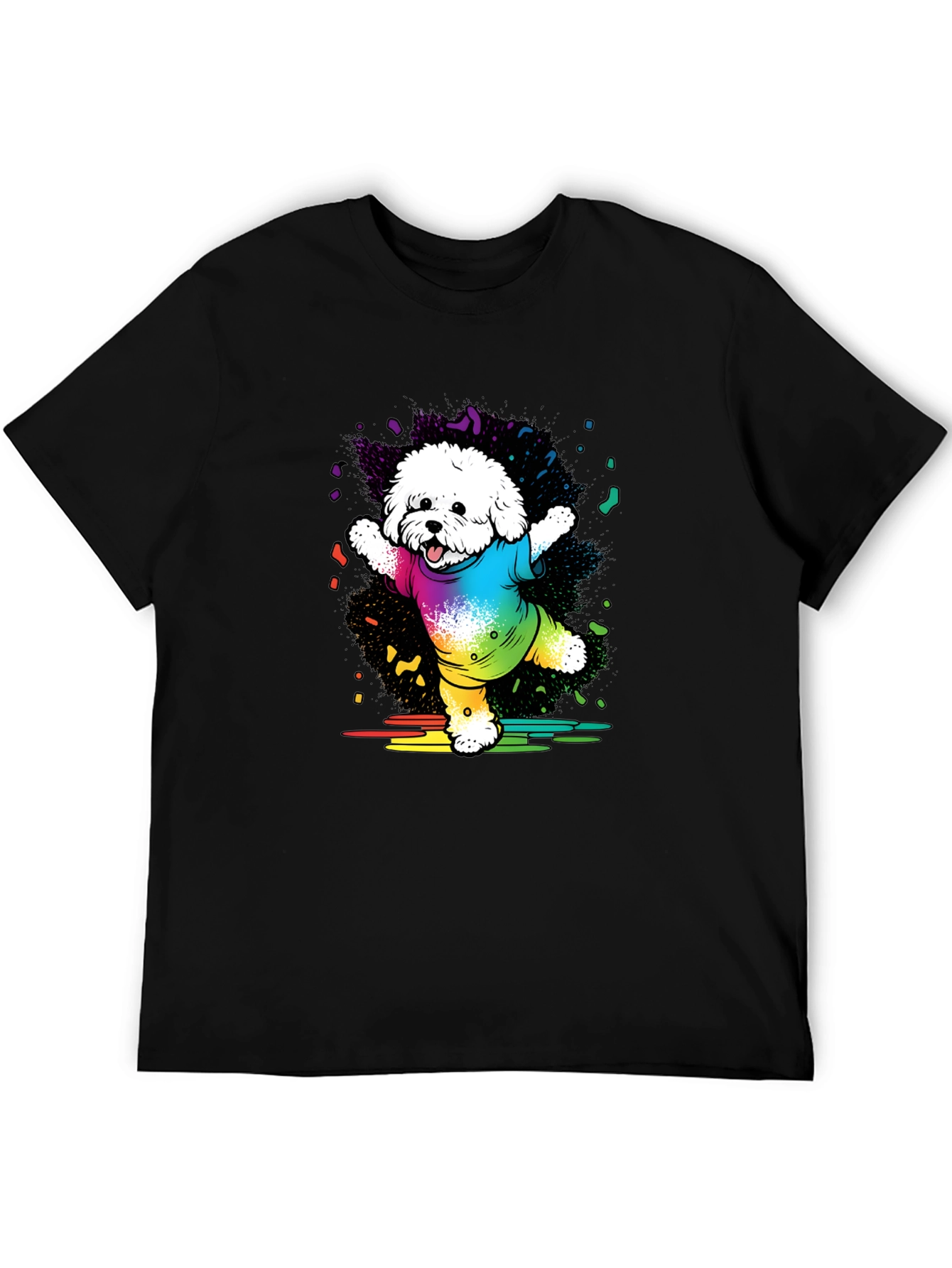 Rainbow Dog T-Shirt Cotton Blend Casual Wear