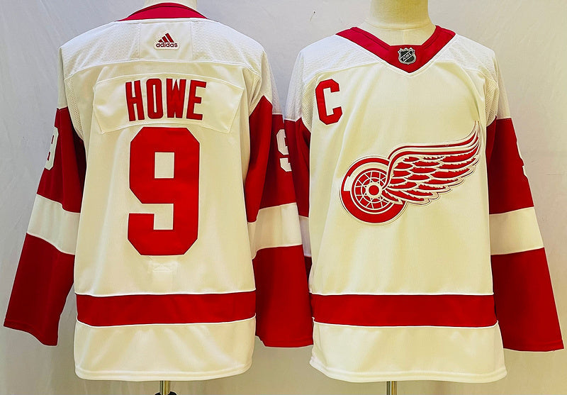 Men's Detroit Red Wings Gordie Howe #9 White Player Jerseys