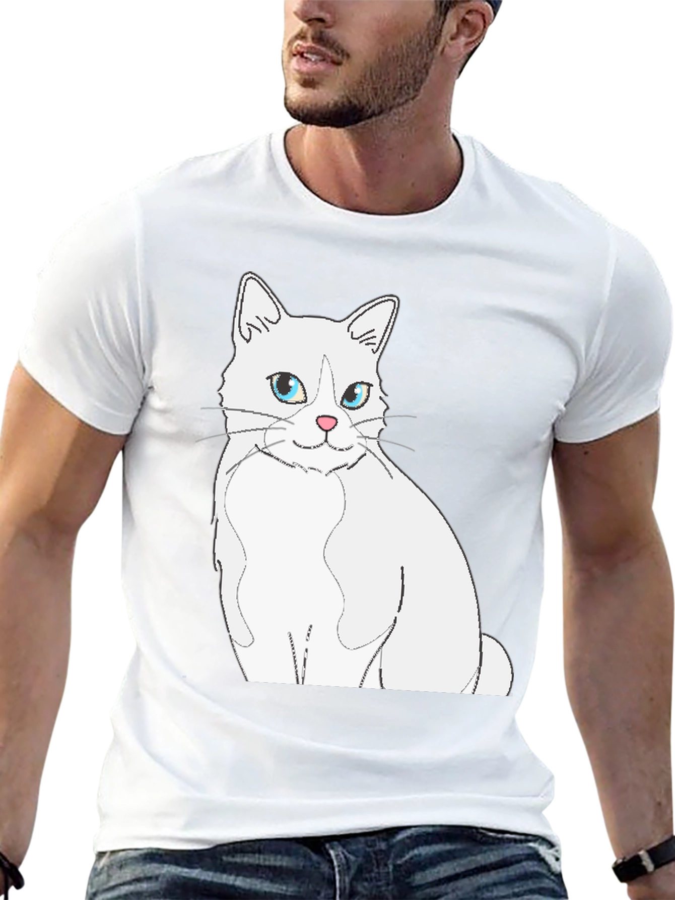 Cat Graphic Black T-Shirt for Men