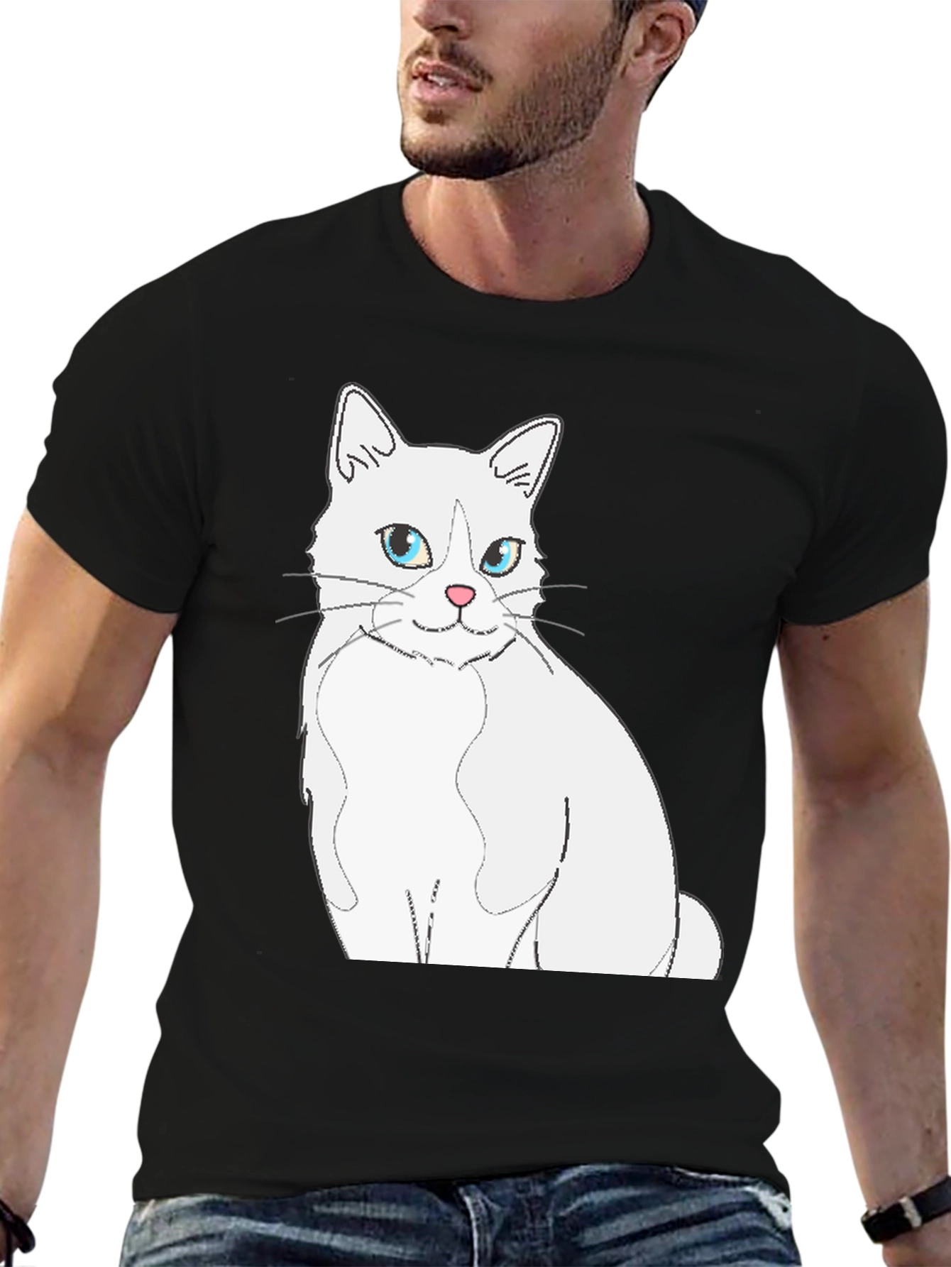 Cat Graphic Black T-Shirt for Men