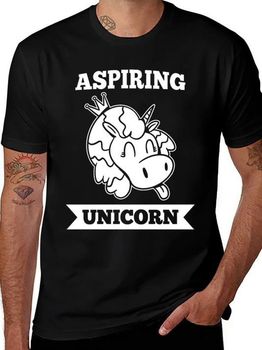 Aspiring Unicorn Graphic T-Shirt - Mens Black Tee