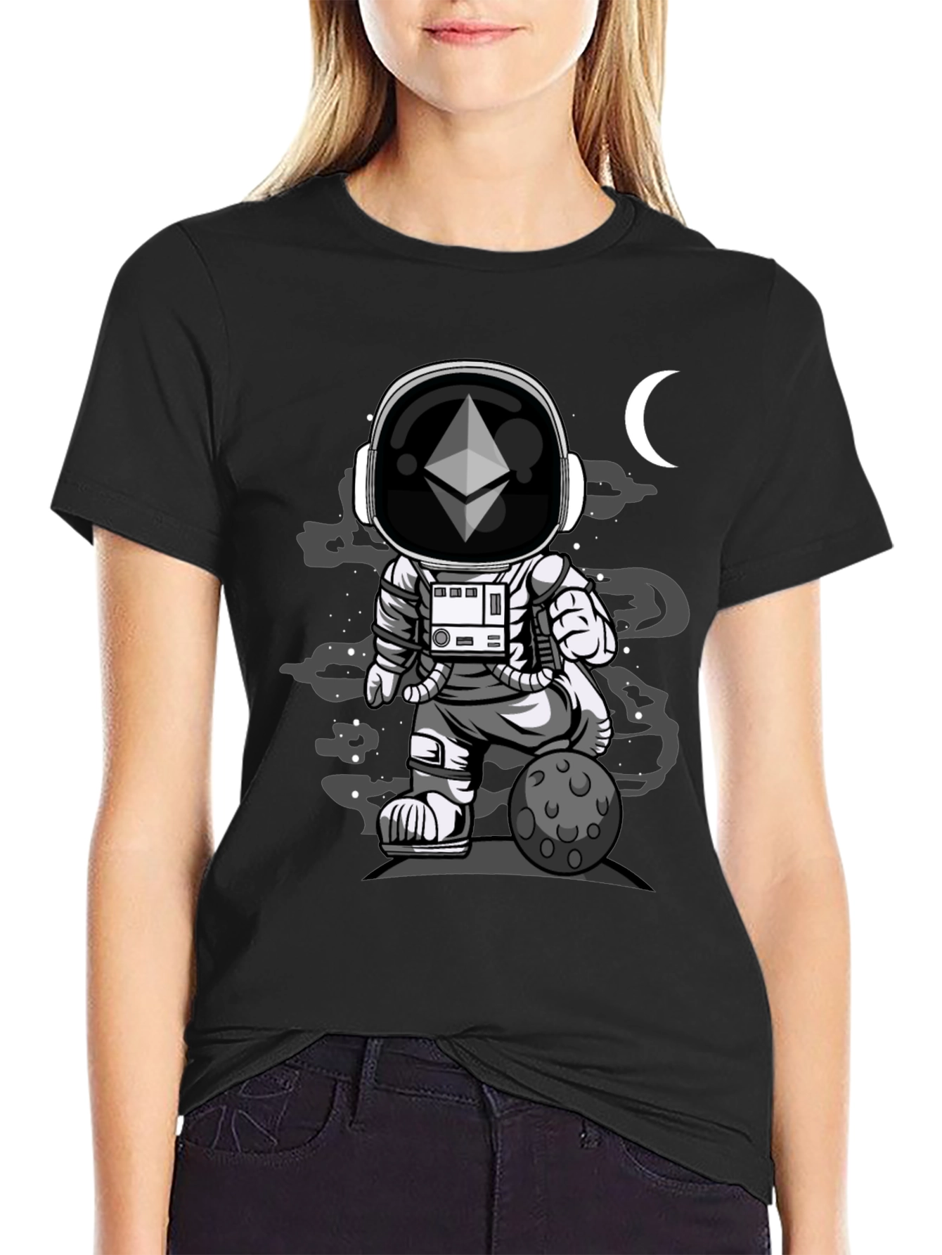Ethereum Astronaut Black Graphic T-Shirt