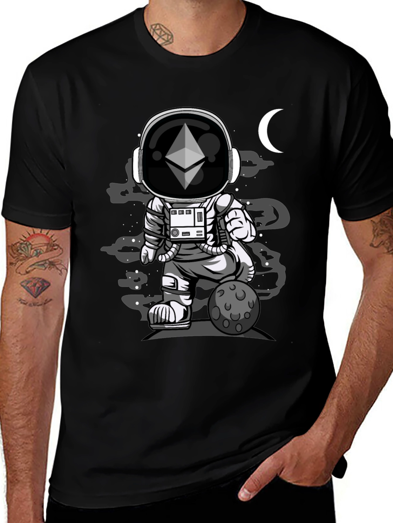 Ethereum Astronaut Black Graphic T-Shirt