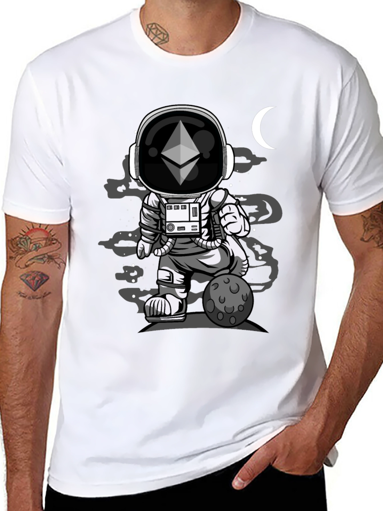 Ethereum Astronaut Black Graphic T-Shirt