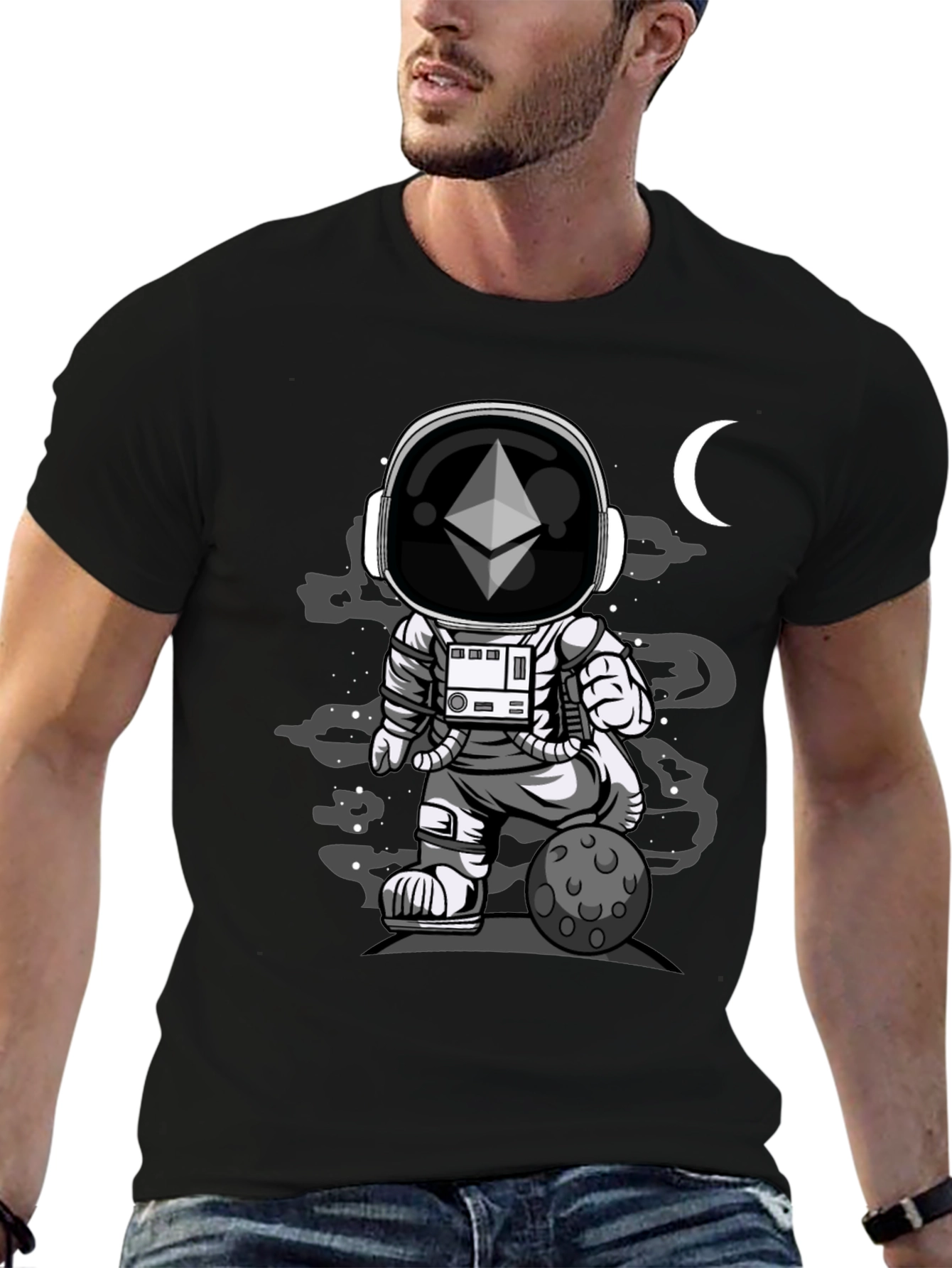 Ethereum Astronaut Black Graphic T-Shirt