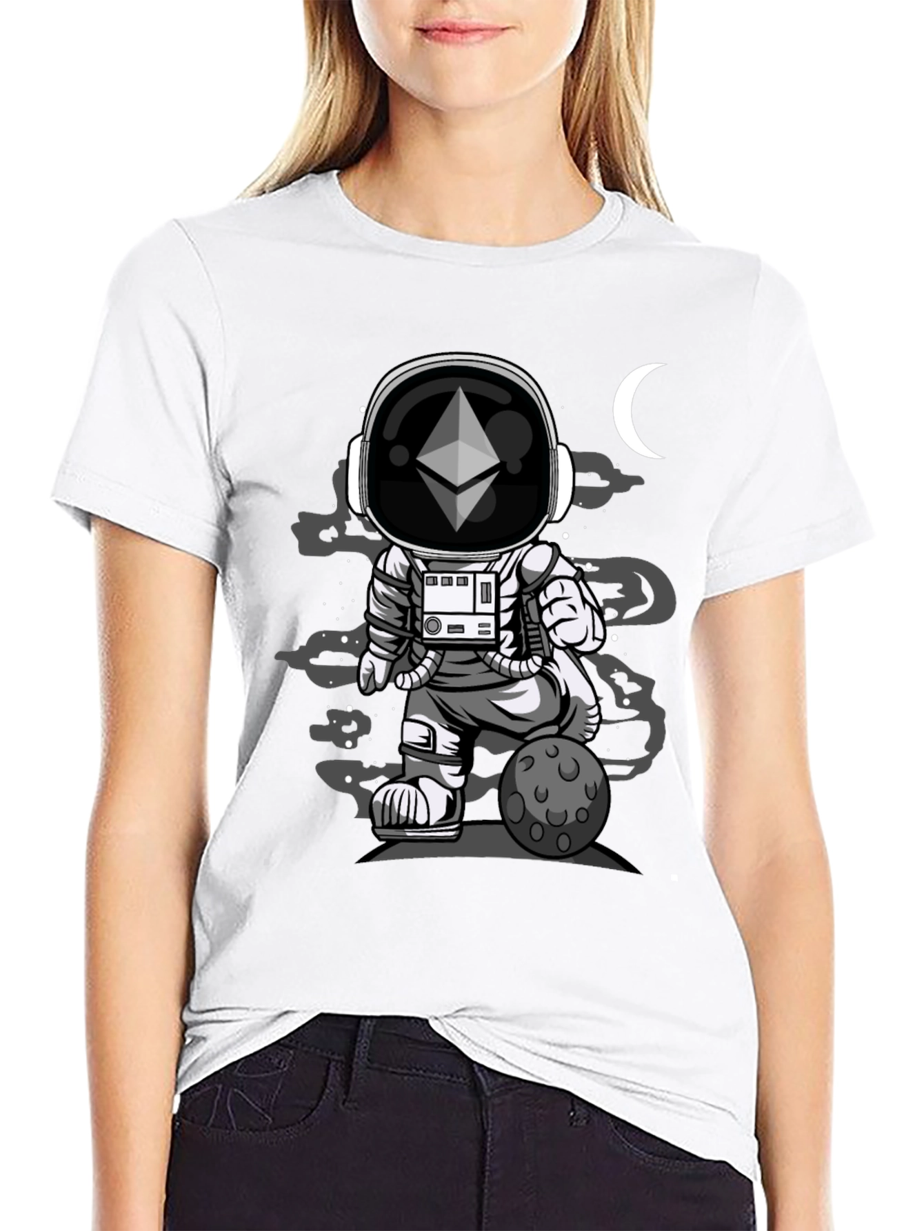 Ethereum Astronaut Black Graphic T-Shirt