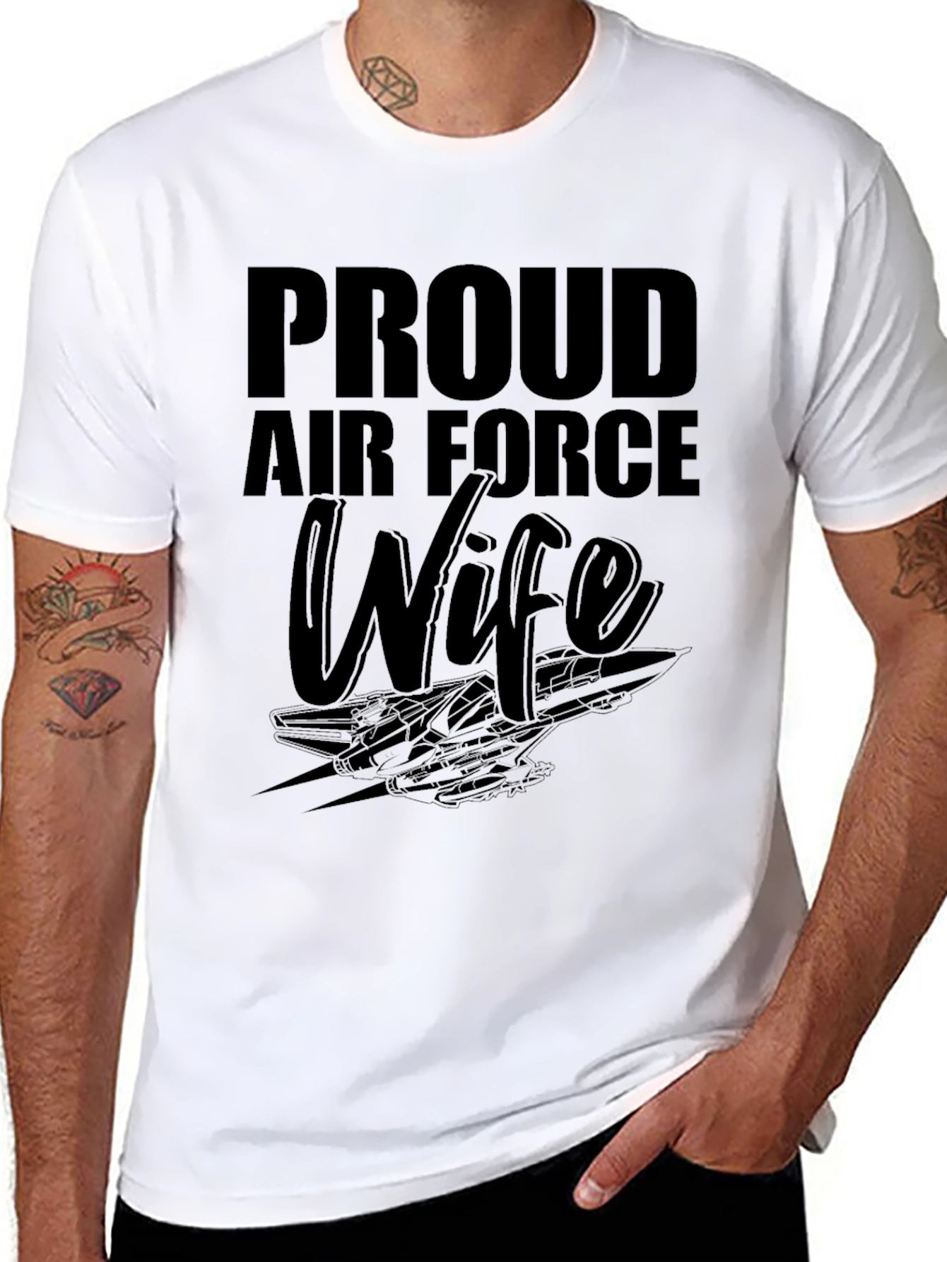 Proud Air Force Wife Graphic Tee - Black