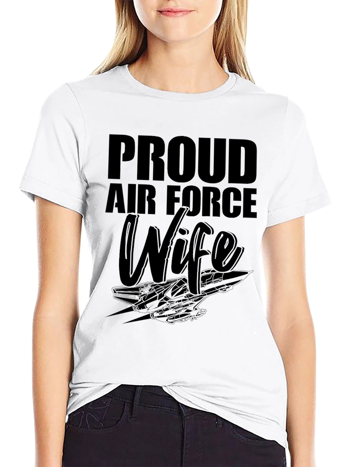 Proud Air Force Wife Graphic Tee - Black