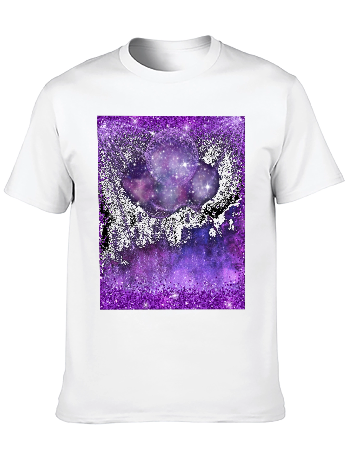 Galaxy Glitter Print Black T-Shirt