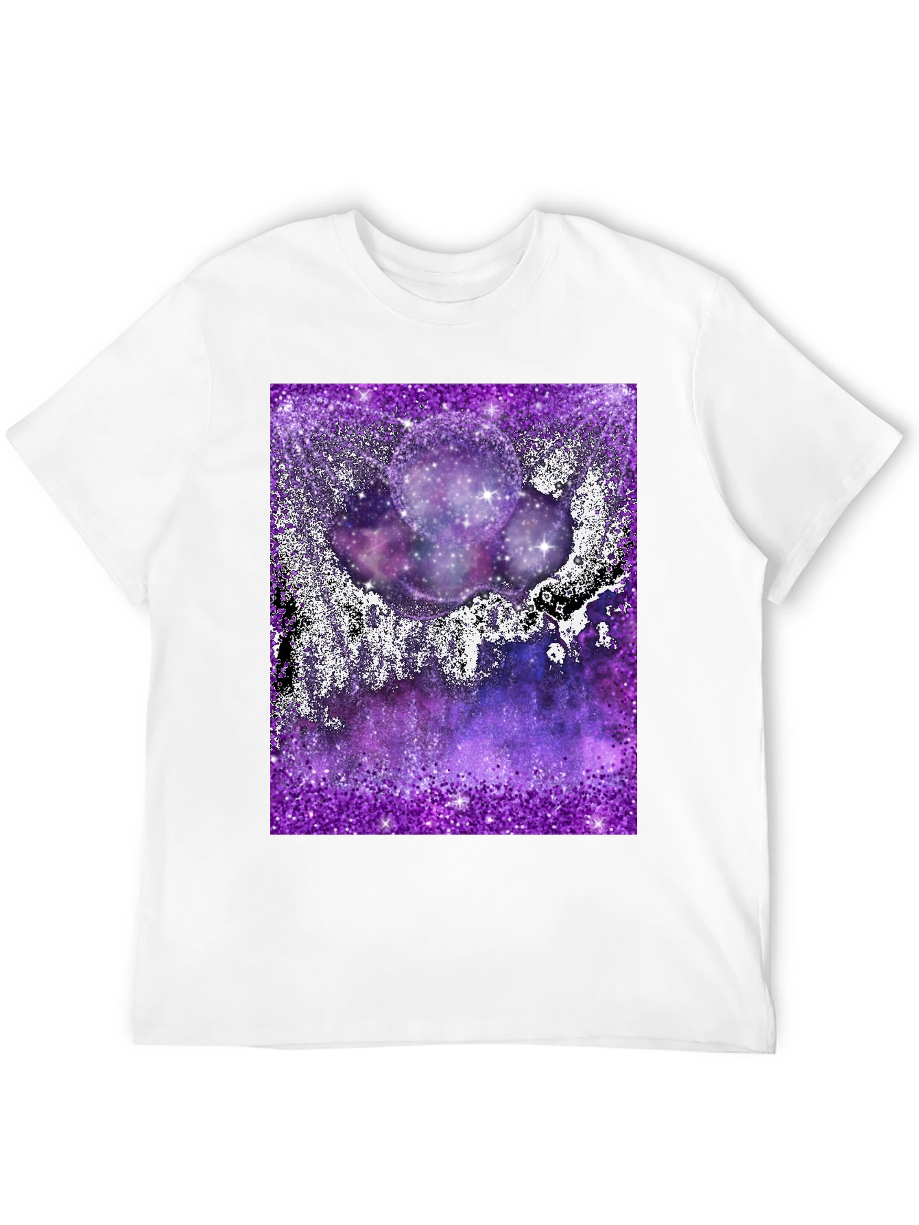 Galaxy Glitter Print Black T-Shirt