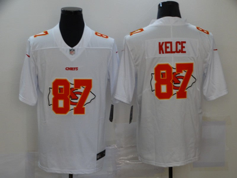 Men's Kansas City Chiefs Travis Kelce #87 White Authentic Game Jerseys