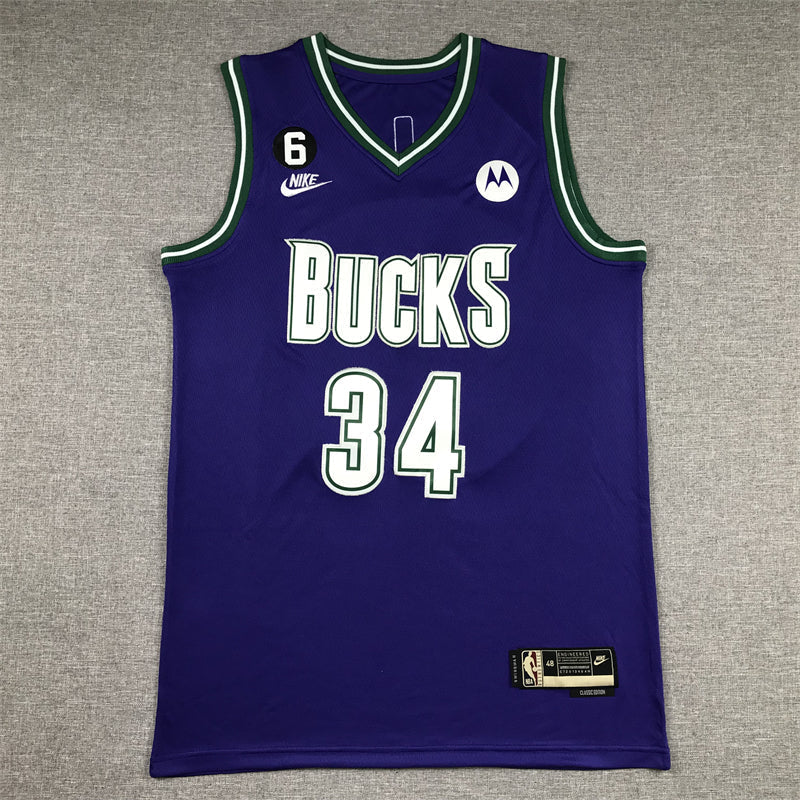 Men's Milwaukee Bucks Giannis Antetokounmpo #34 Purple 2022/23 Swingman Jerseys - Classic Edition