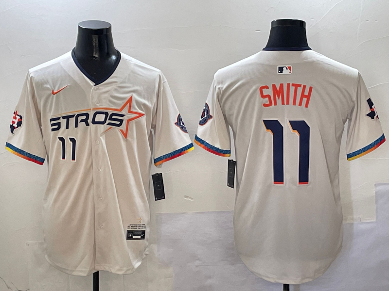 Men's Houston Astros Cam Smith #11 Cream 2025 City Connect Limited Player Jerseys