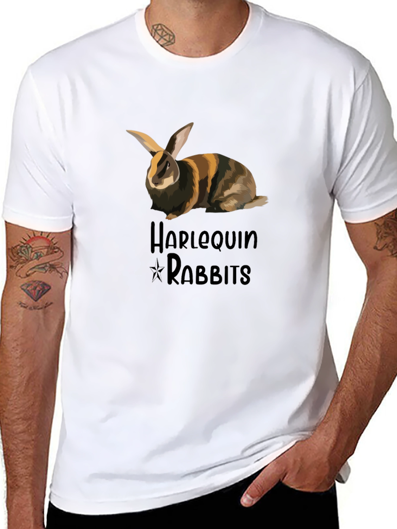 Harlequin Rabbit T-Shirt - Unique Design Comfortable Fit
