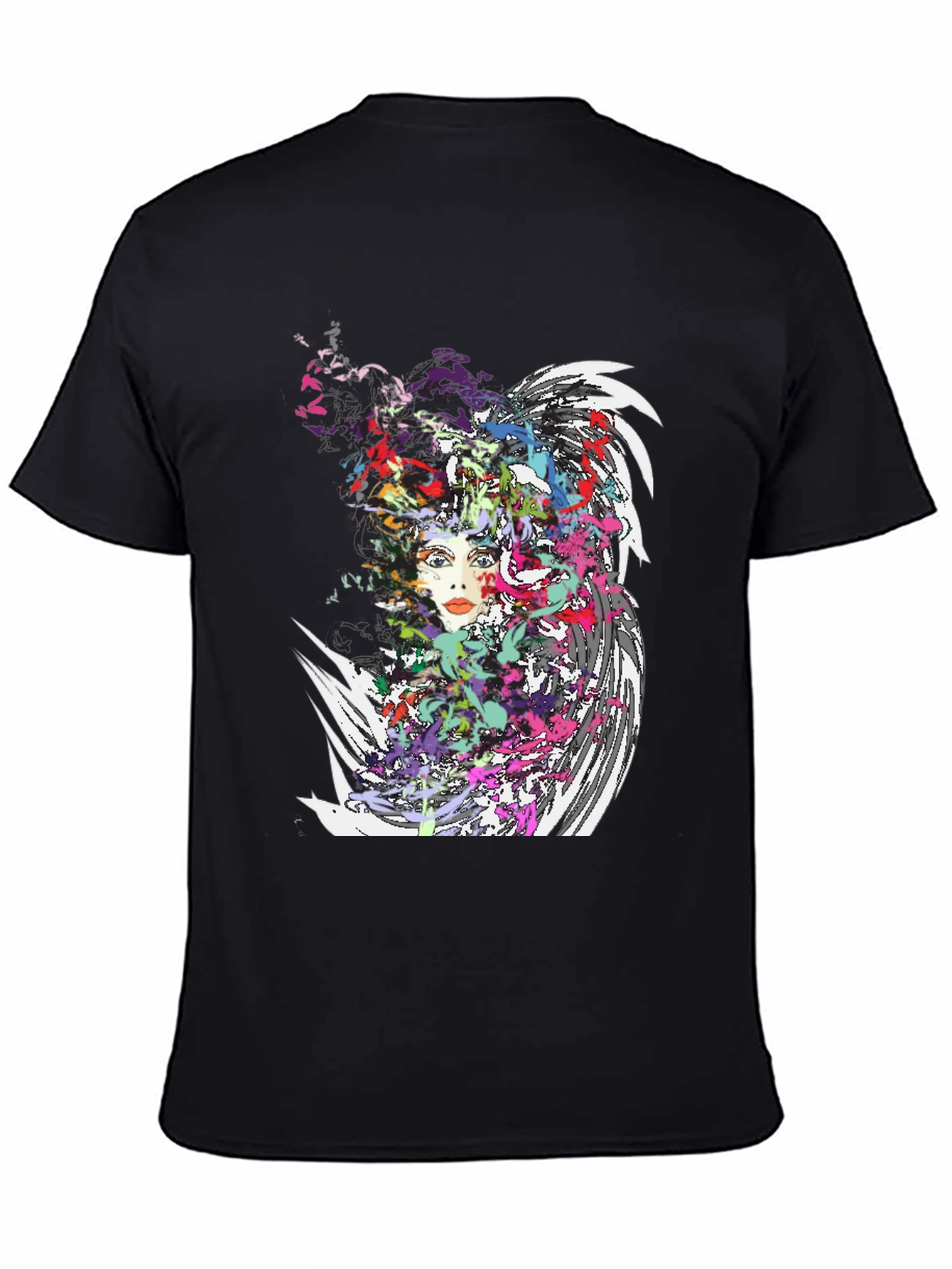 Abstract Art Woman Graphic Print Black T-Shirt