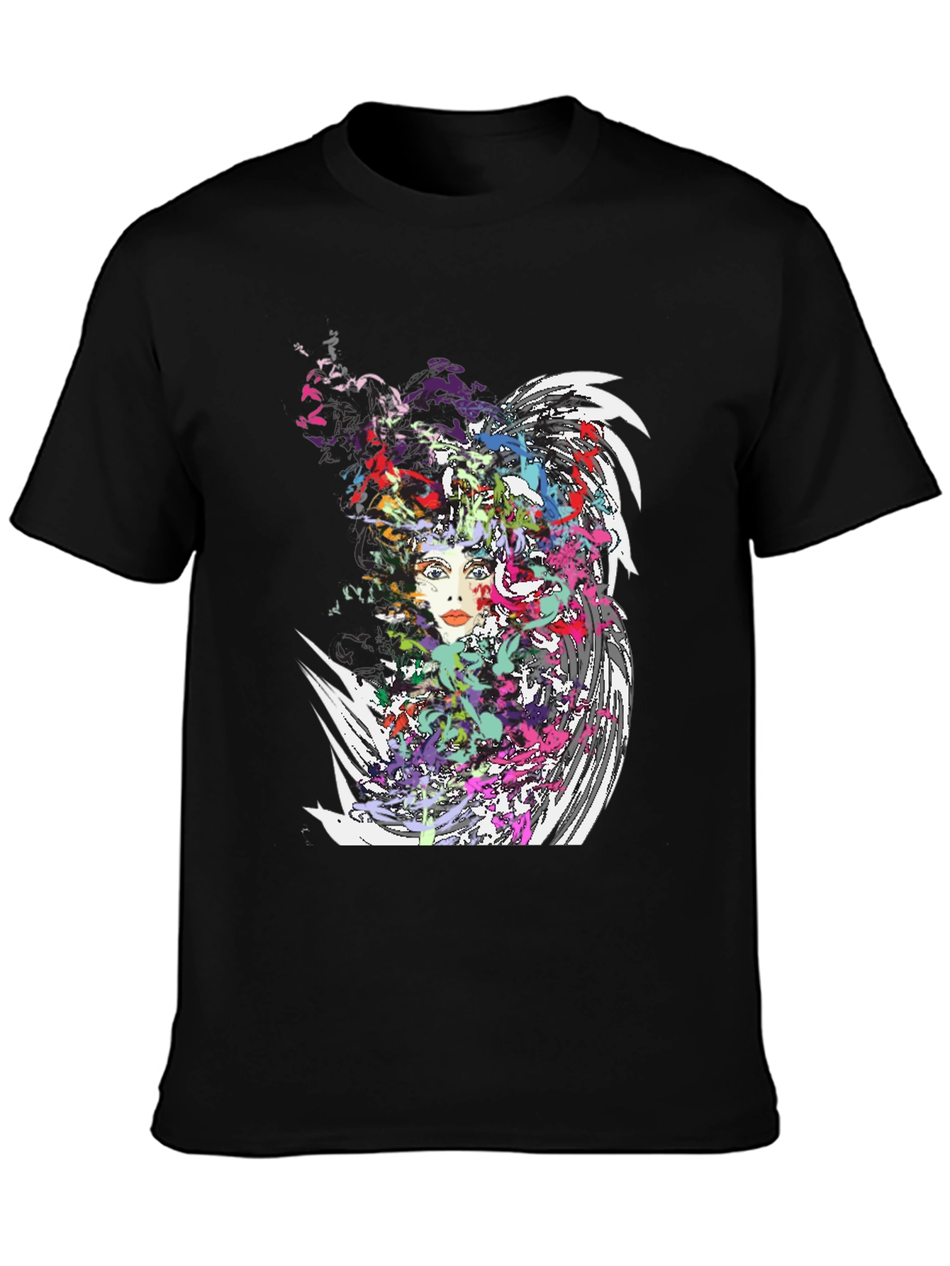 Abstract Art Woman Graphic Print Black T-Shirt