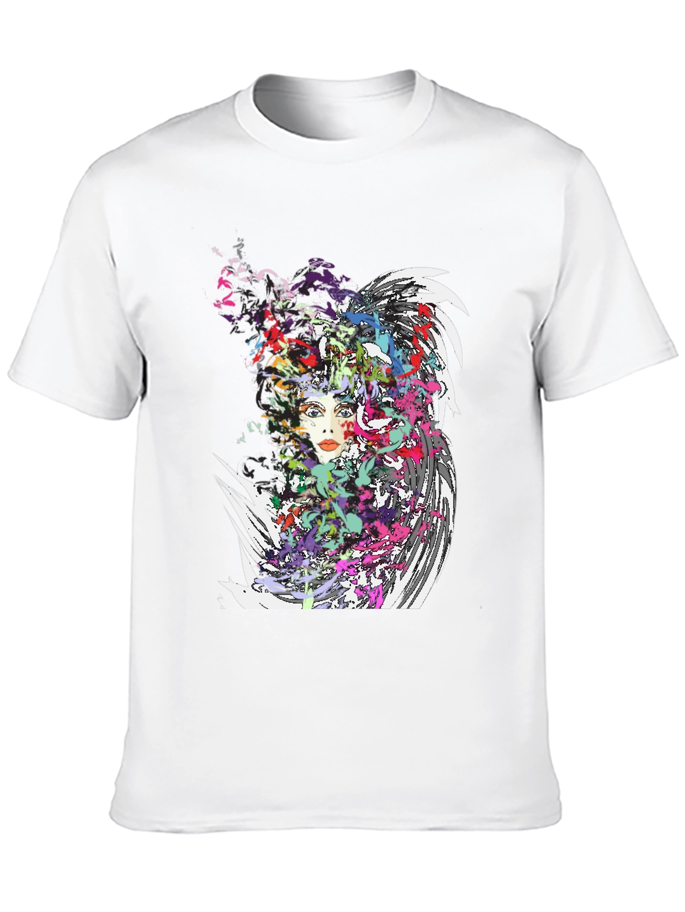 Abstract Art Woman Graphic Print Black T-Shirt