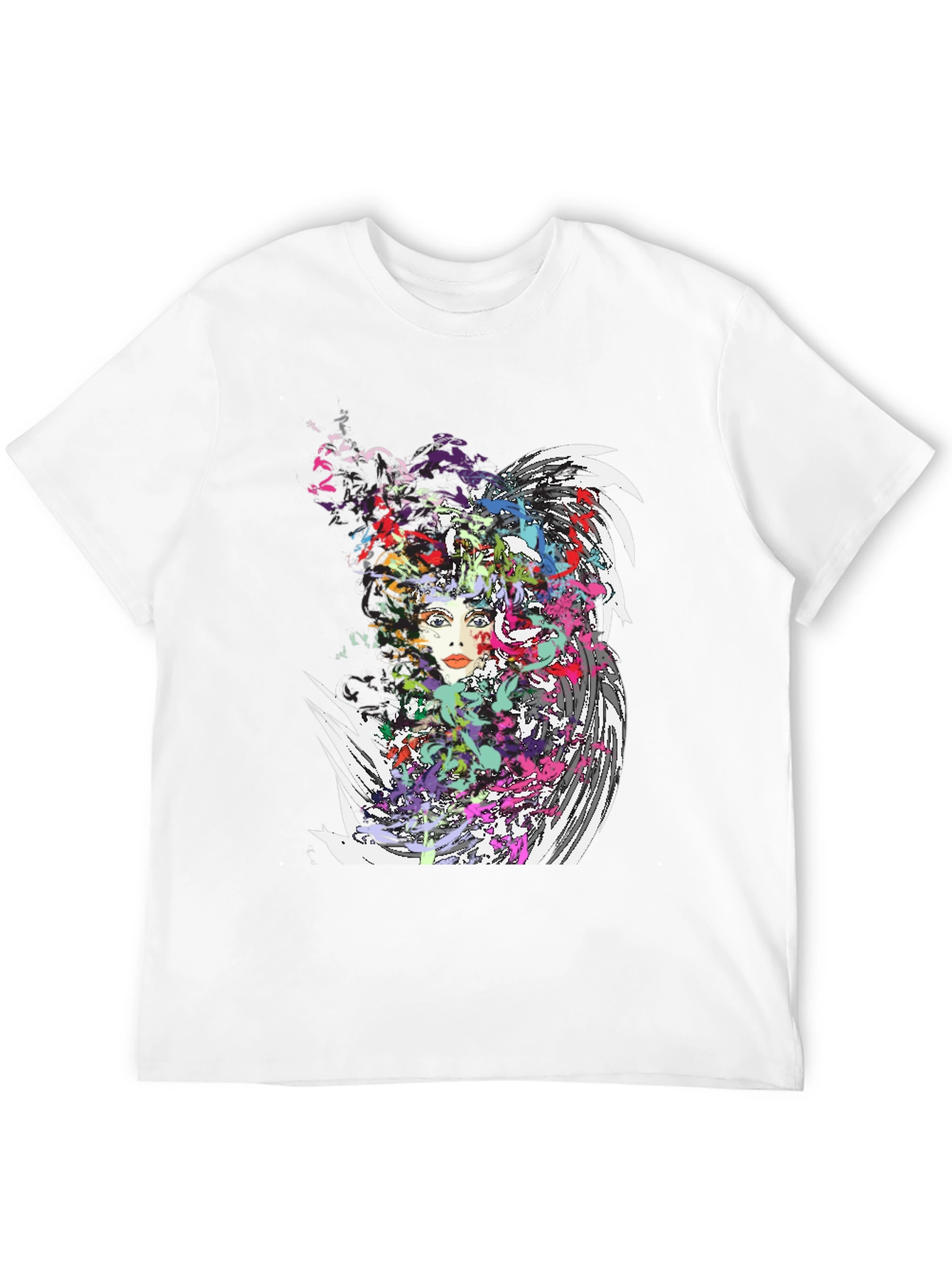 Abstract Art Woman Graphic Print Black T-Shirt