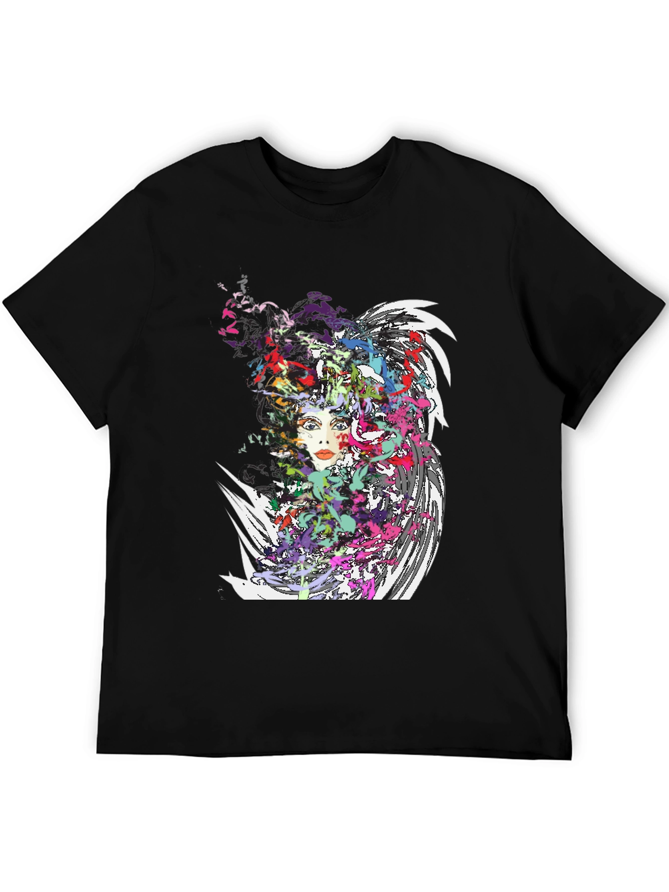 Abstract Art Woman Graphic Print Black T-Shirt