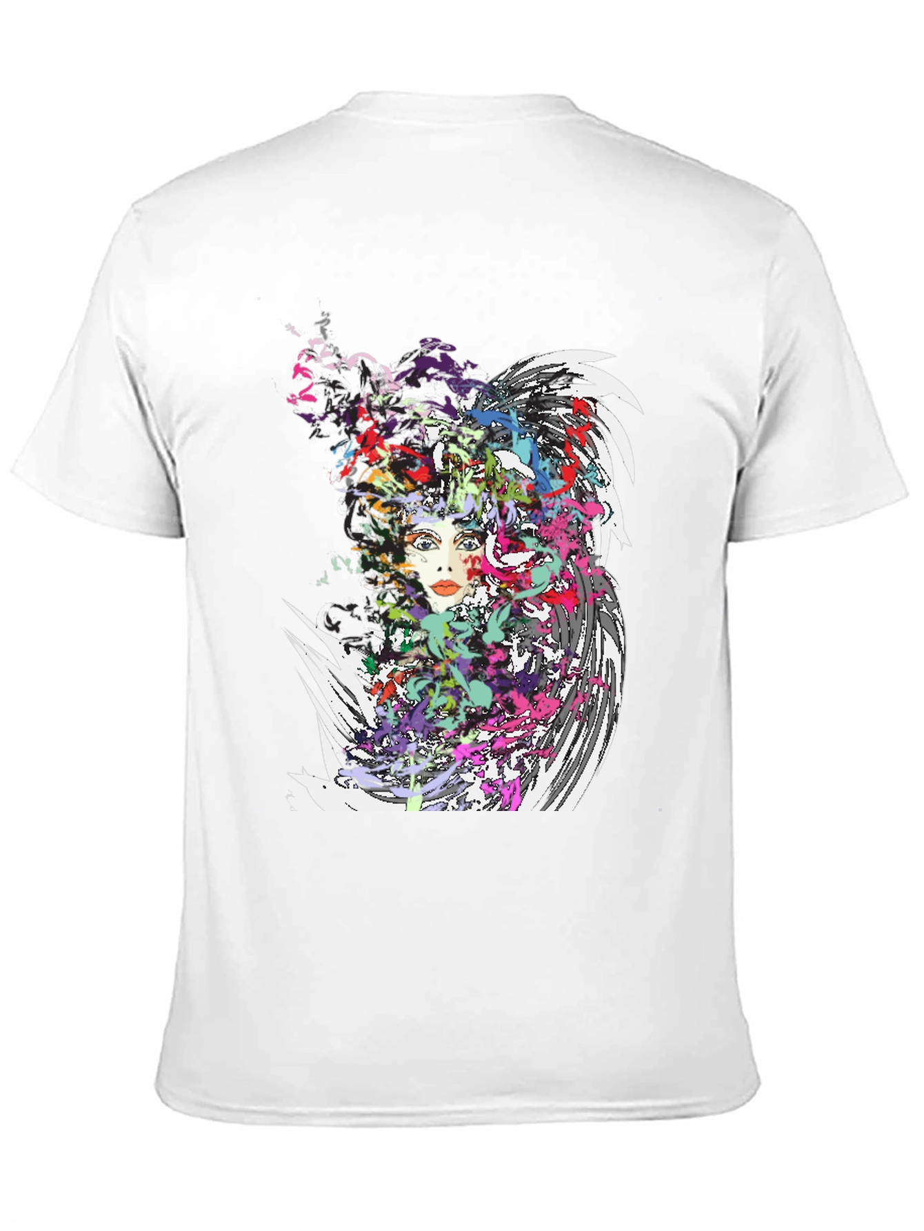 Abstract Art Woman Graphic Print Black T-Shirt