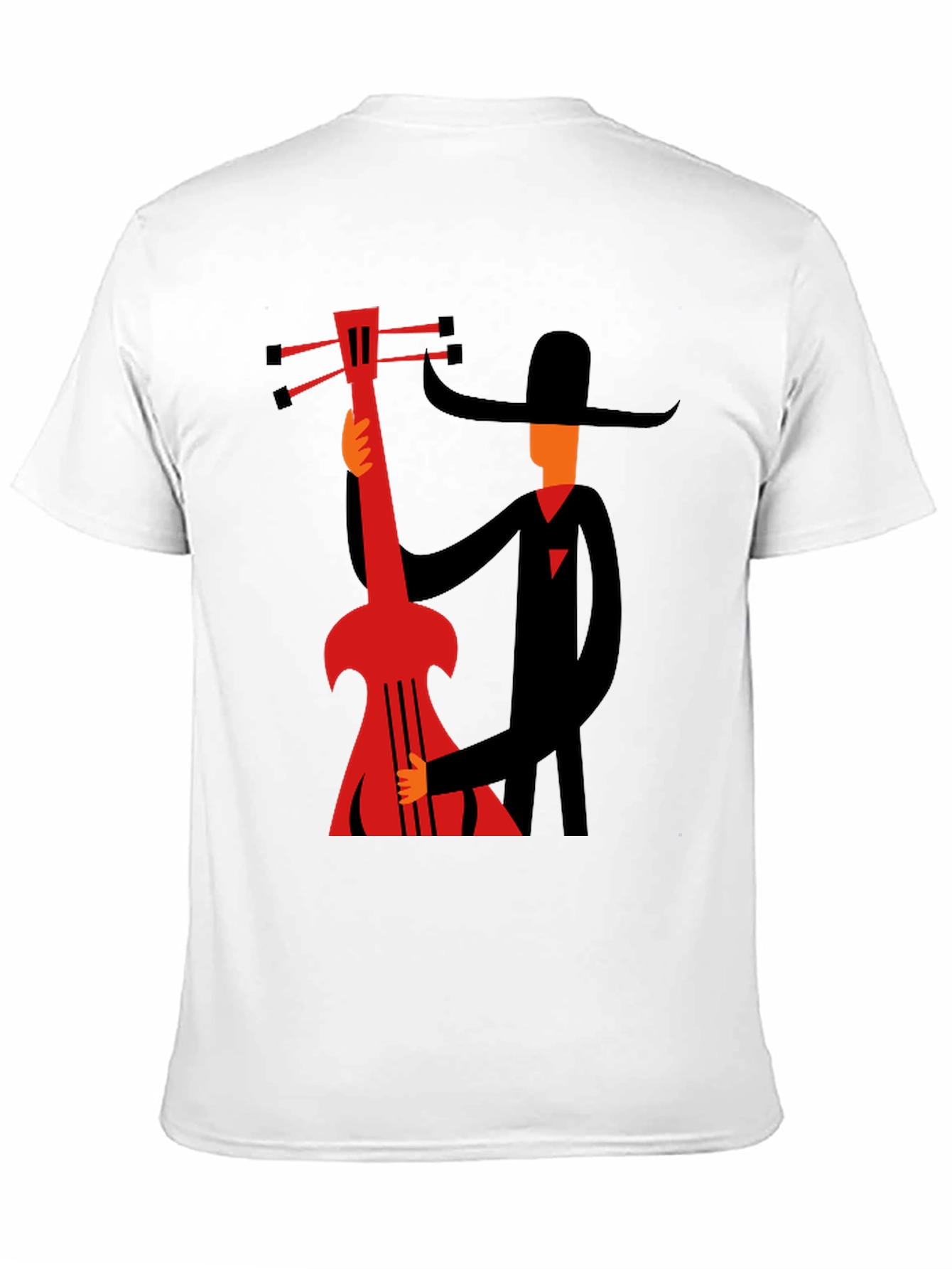 Mans Graphic Black T-Shirt - Musician with Guitar