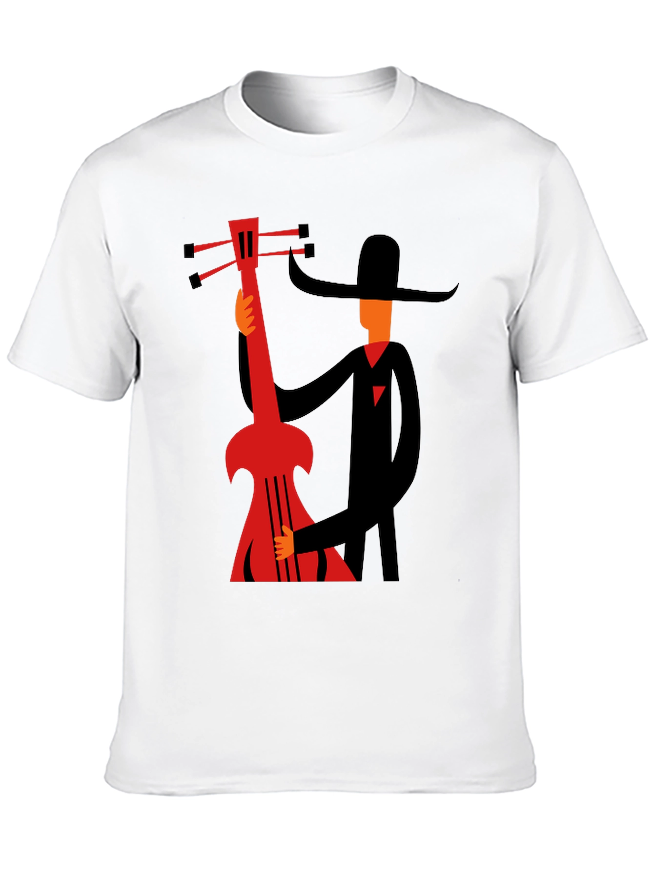 Mans Graphic Black T-Shirt - Musician with Guitar