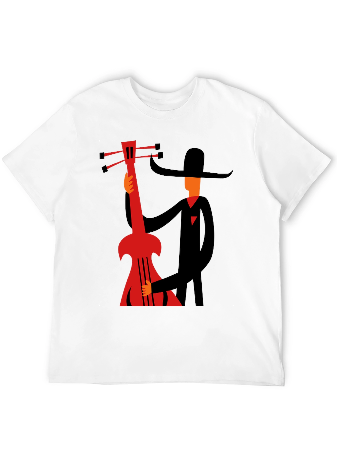 Mans Graphic Black T-Shirt - Musician with Guitar