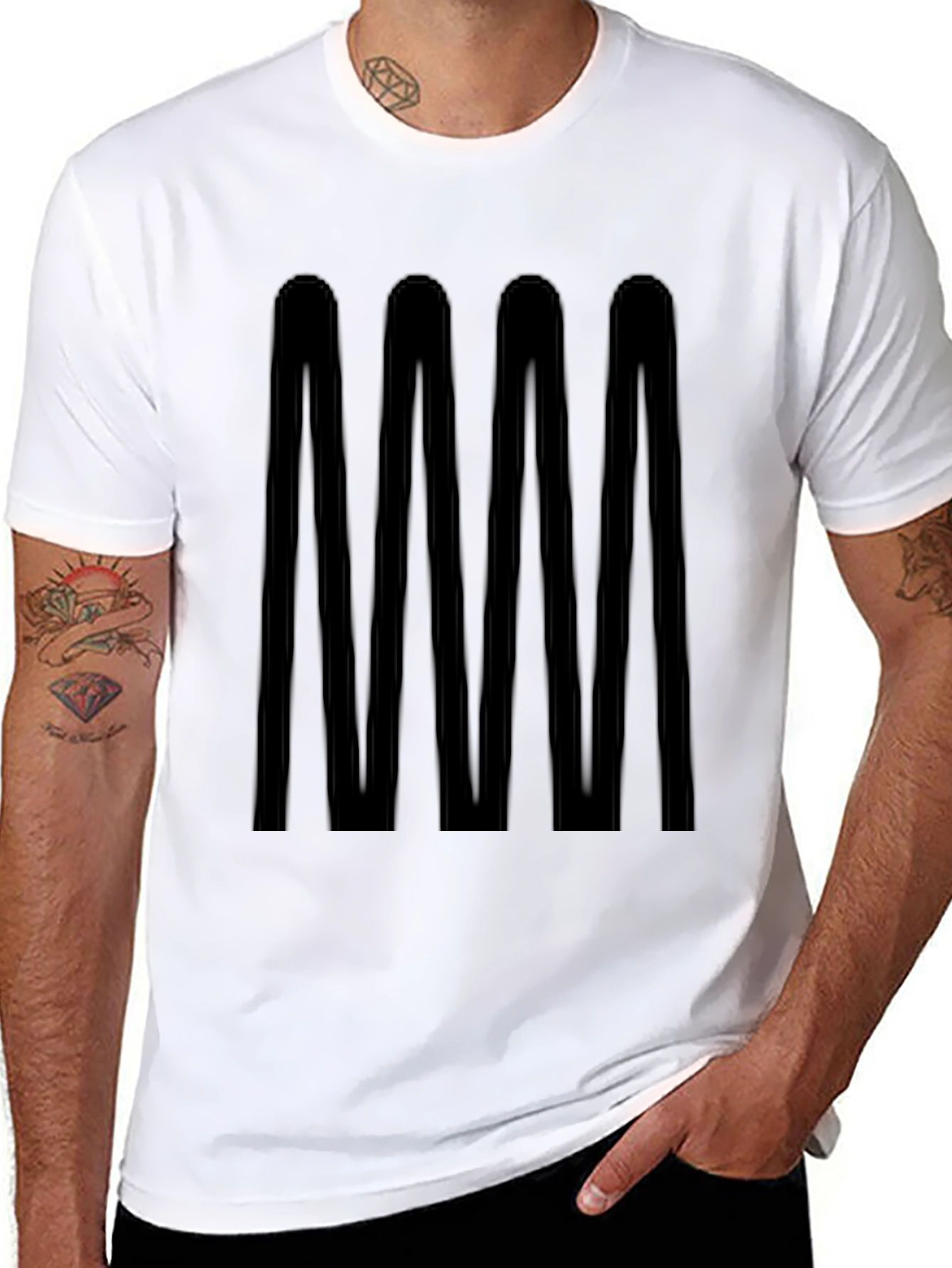 Modern Geometric Wave Black T-Shirt