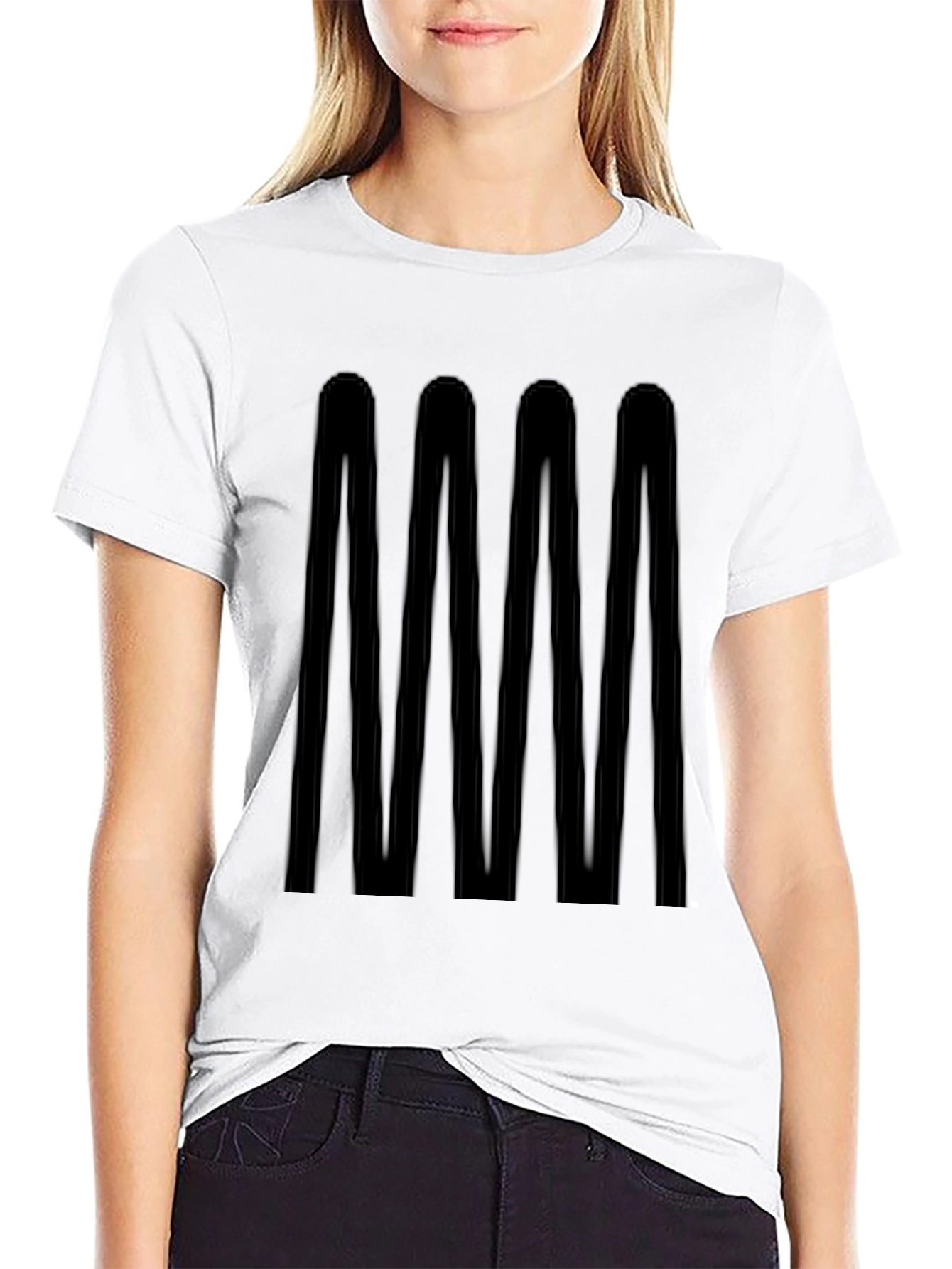 Modern Geometric Wave Black T-Shirt