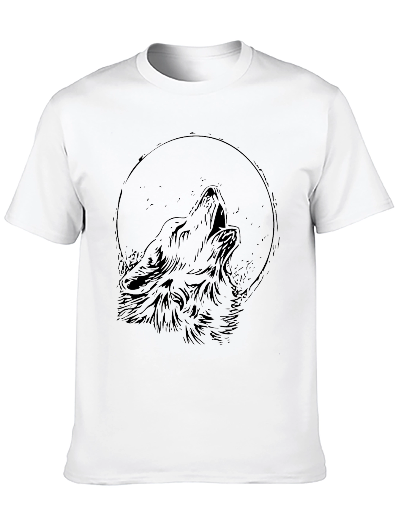 Wolf Howling Moon Graphic Black T-Shirt