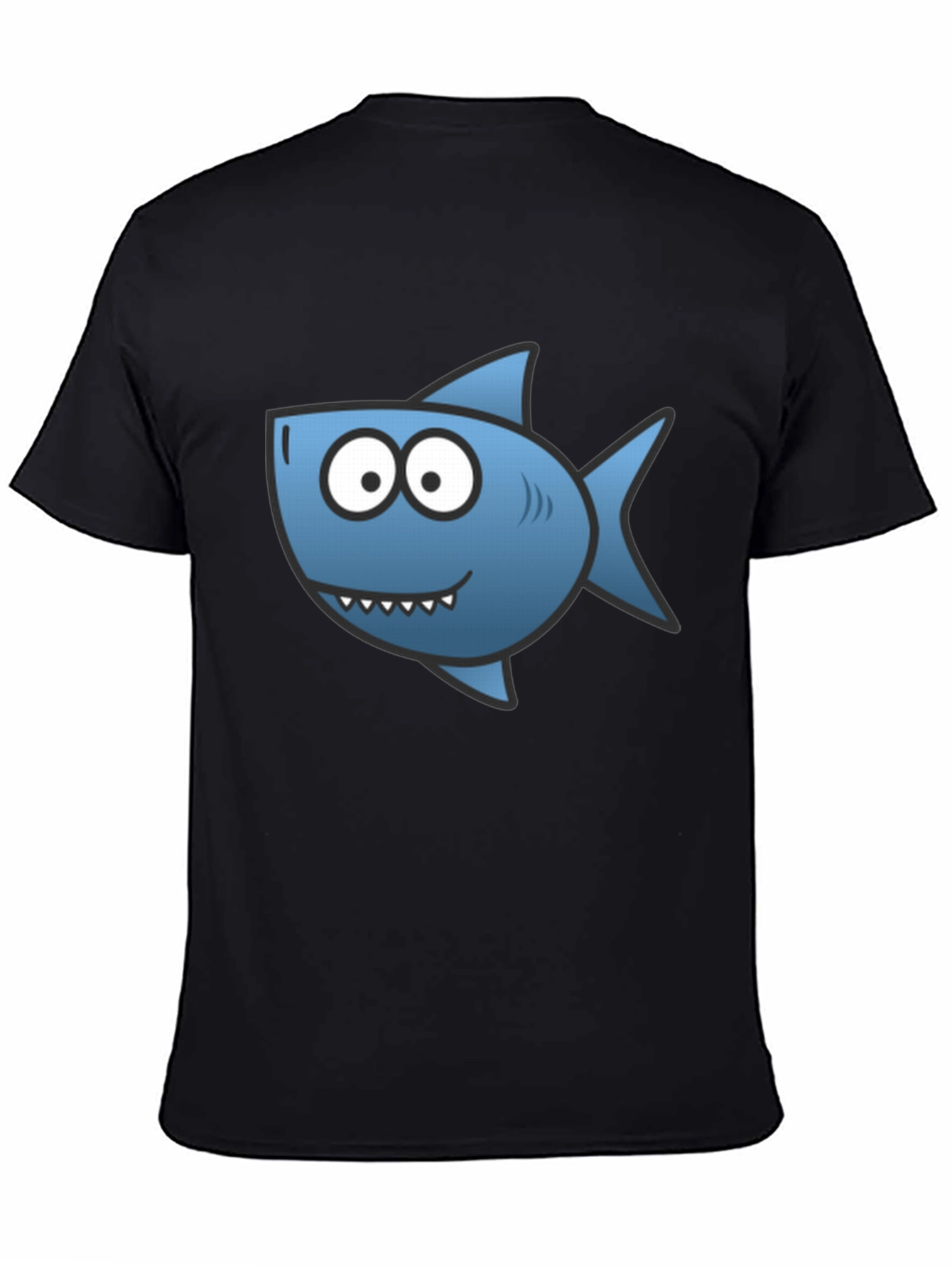 Shark Cartoon T-Shirt - Black Cotton Tee