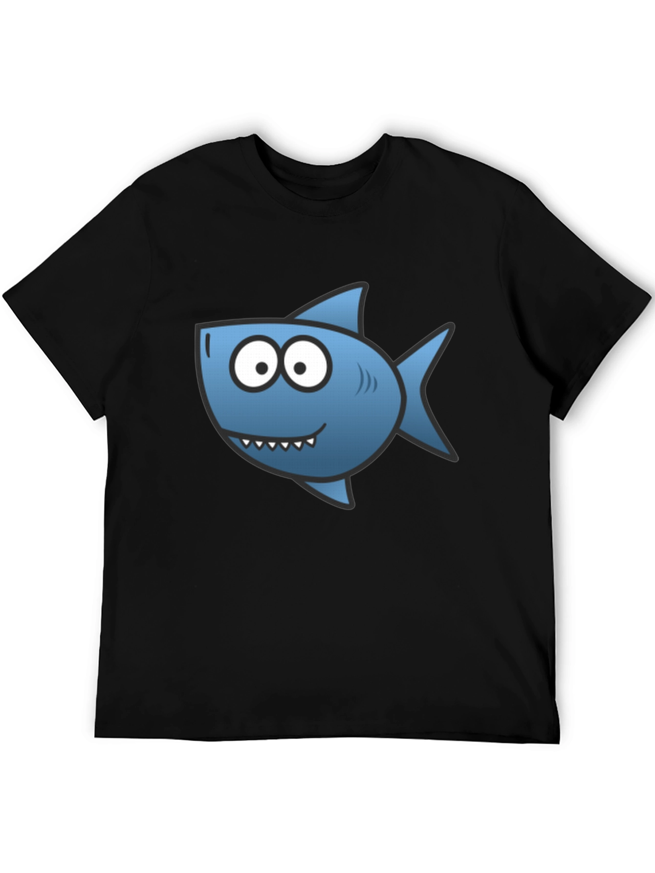 Shark Cartoon T-Shirt - Black Cotton Tee