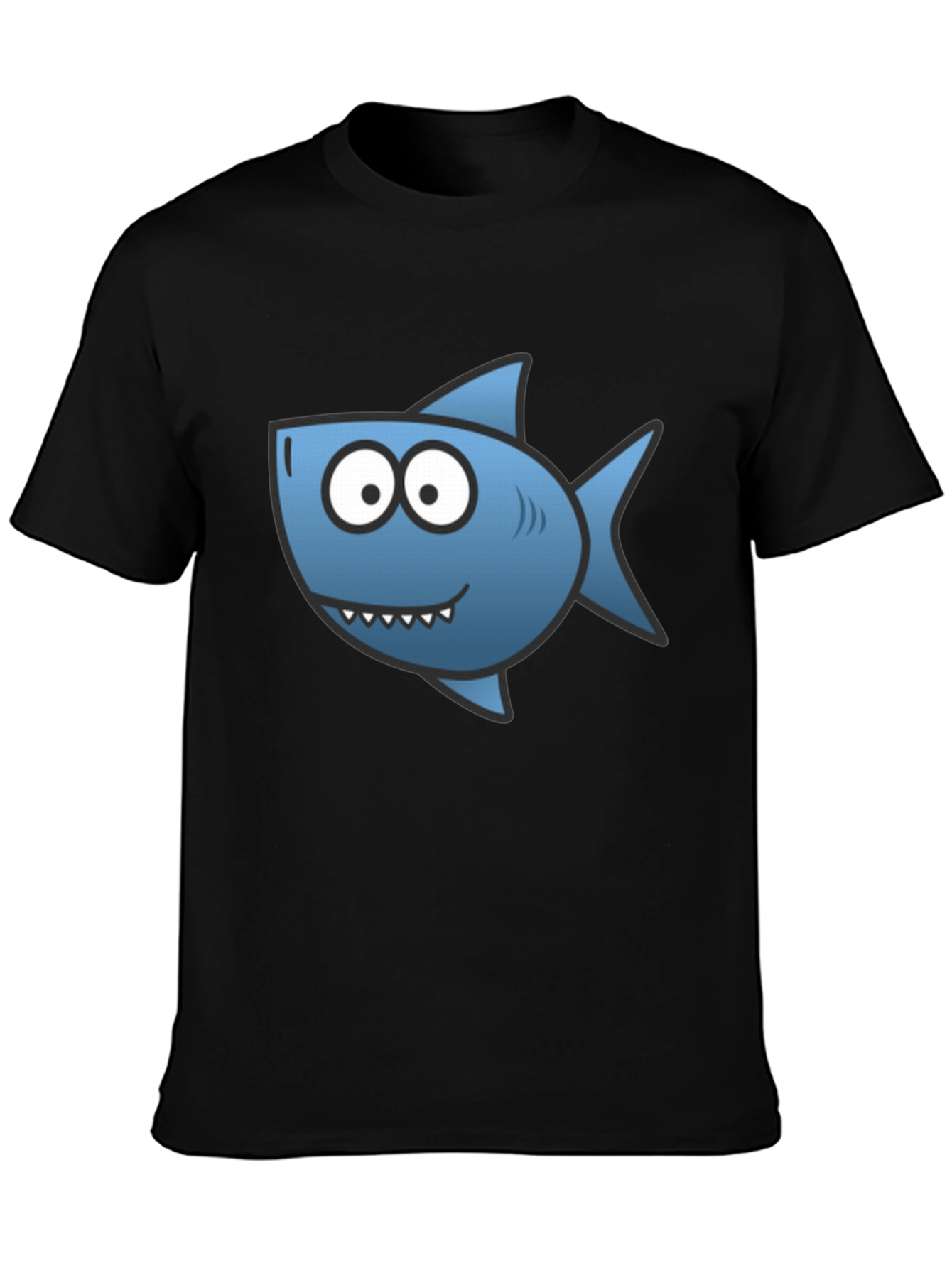 Shark Cartoon T-Shirt - Black Cotton Tee