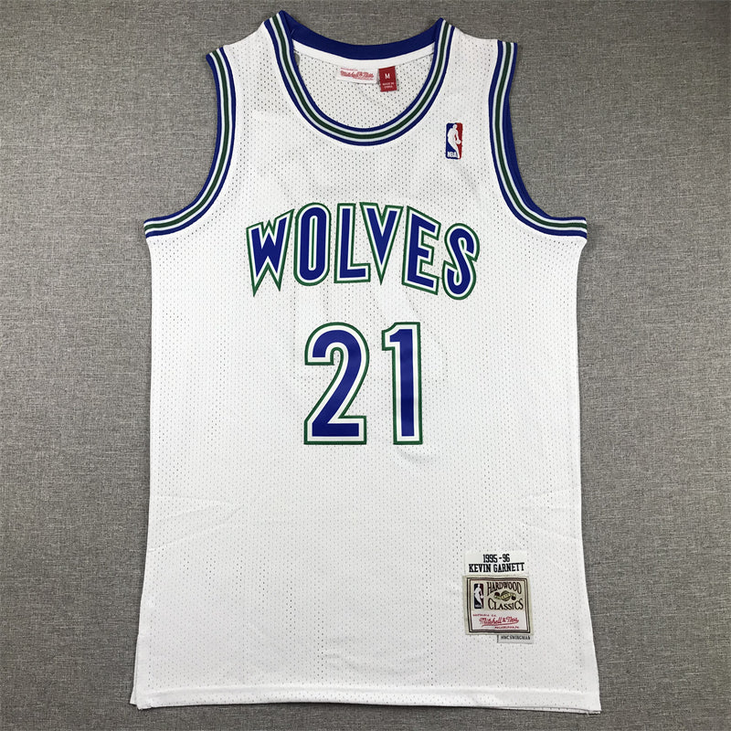 Men's Minnesota Timberwolves Kevin Garnett #21 White Hardwood Classics Swingman Jerseys