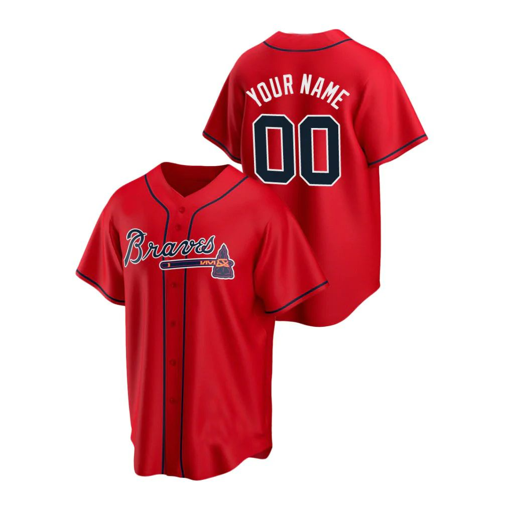 Men's Atlanta Braves Red Replica Custom Jerseys