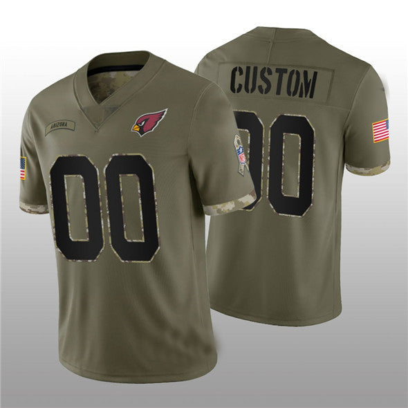 Custom1 Arizona Cardinals ACTIVE PLAYER 2022 Olive Salute To Service Limited Stitched Jerseys Football Jerseys