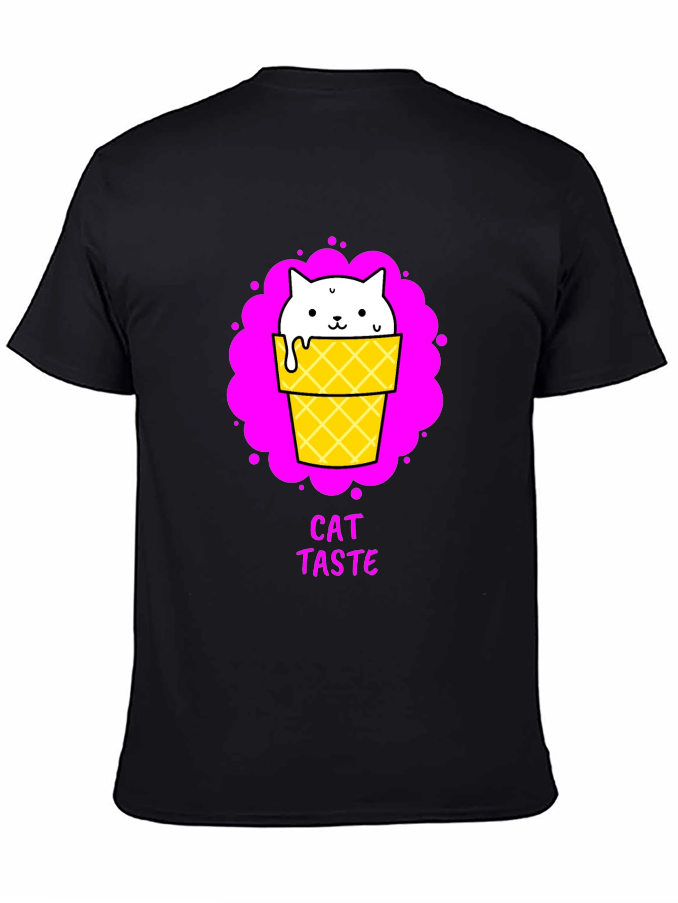 Cat Taste Ice Cream Cone Black T-Shirt