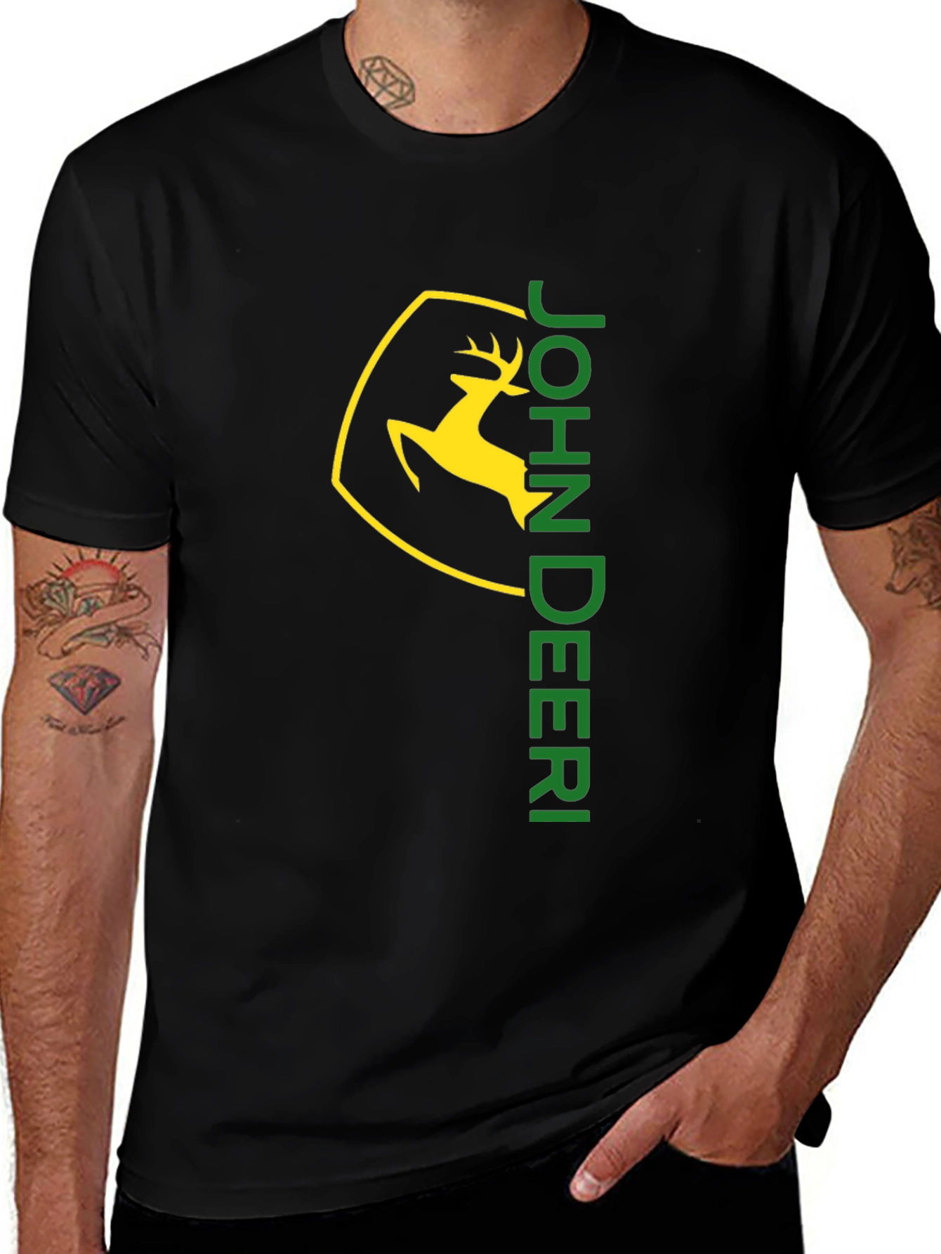 John Deere Black T-Shirt - Deer Logo