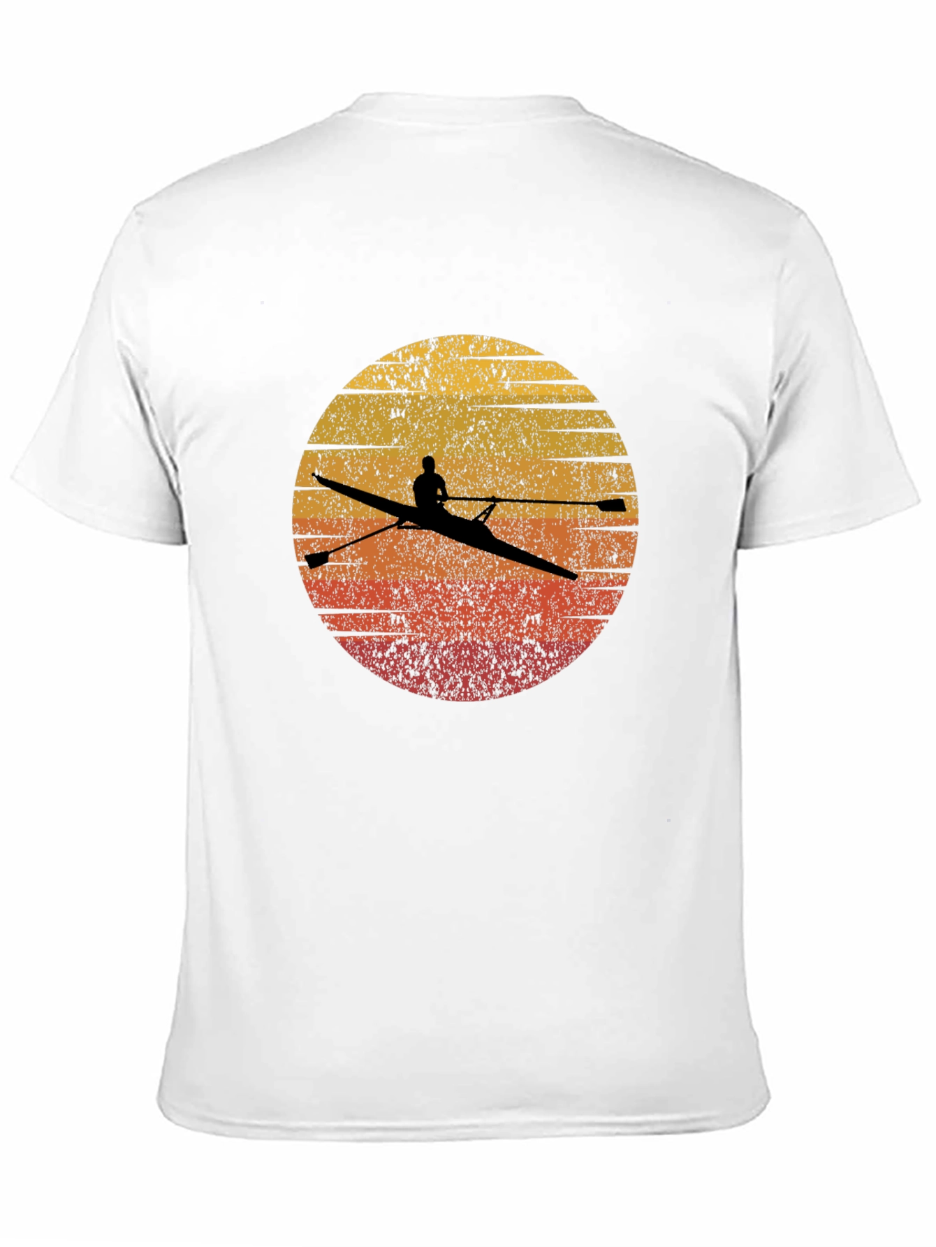 Rowing Silhouette Graphic Tee - Retro Sunset Design
