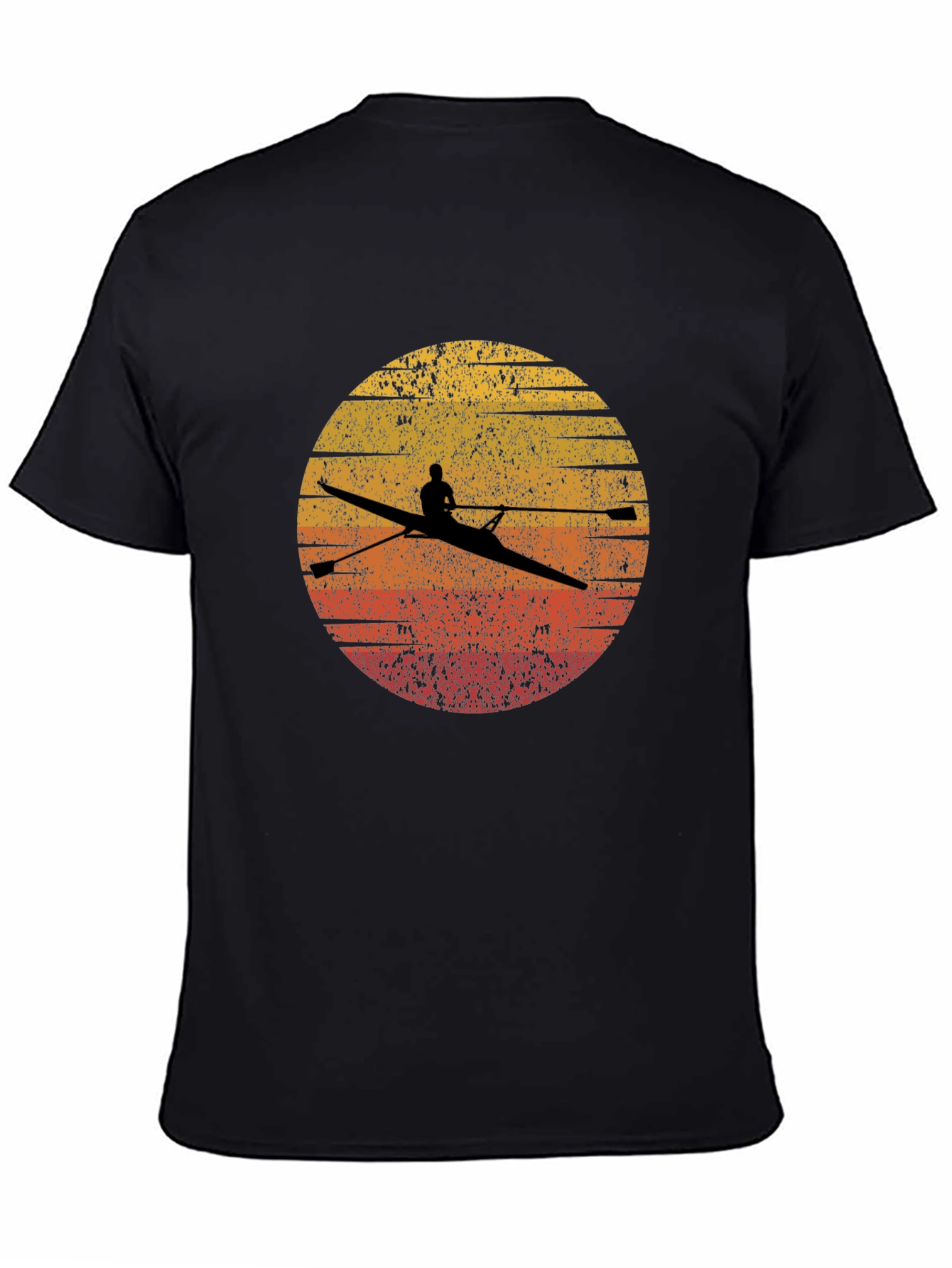 Rowing Silhouette Graphic Tee - Retro Sunset Design