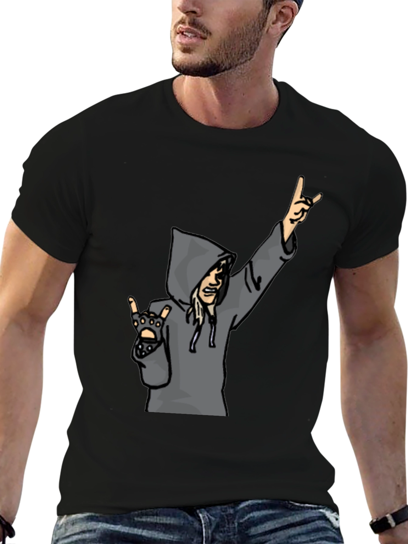 Cartoon Rocker Graphic T-Shirt